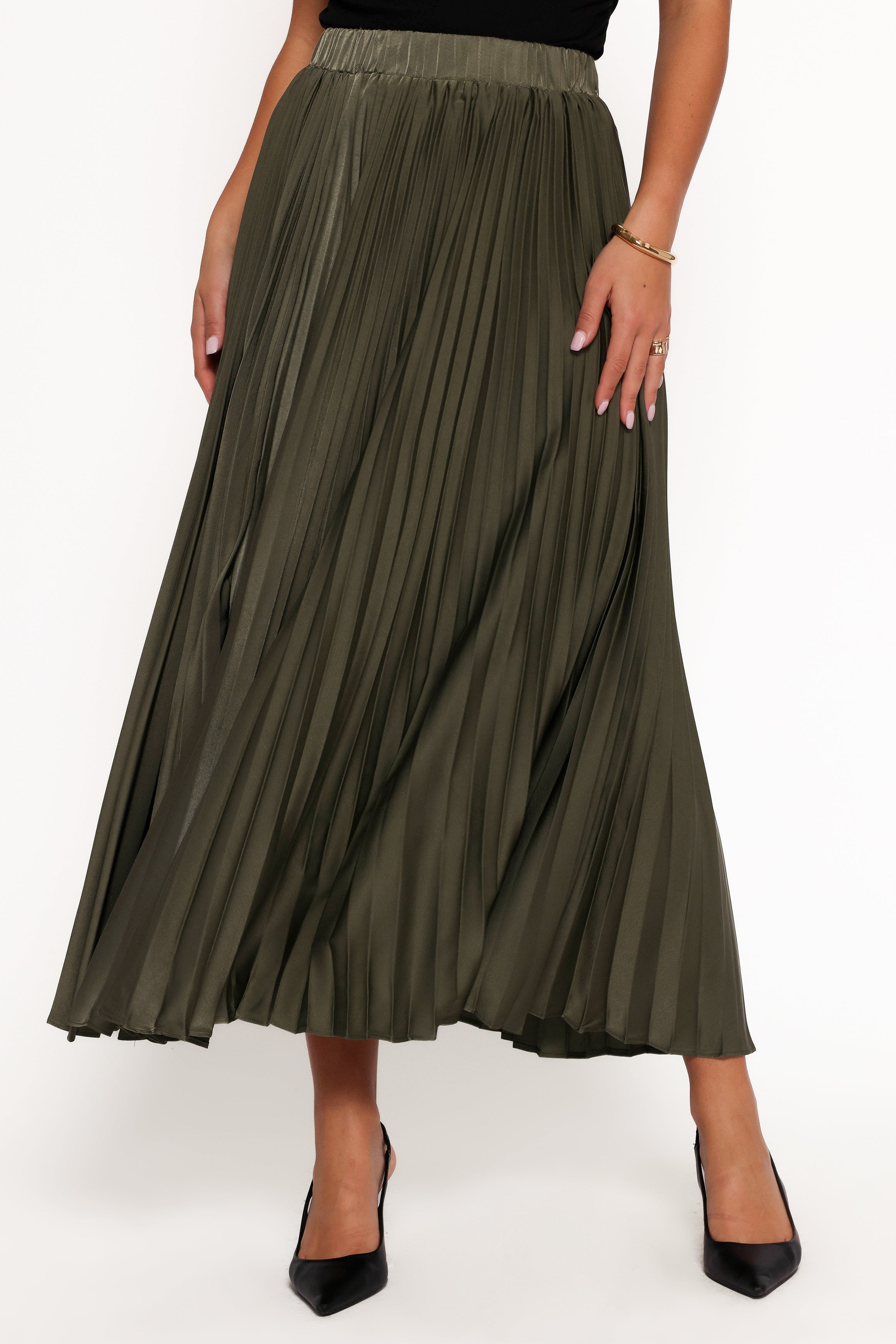 BOTTOMS Polina Pleated Maxi Skirt - Olive