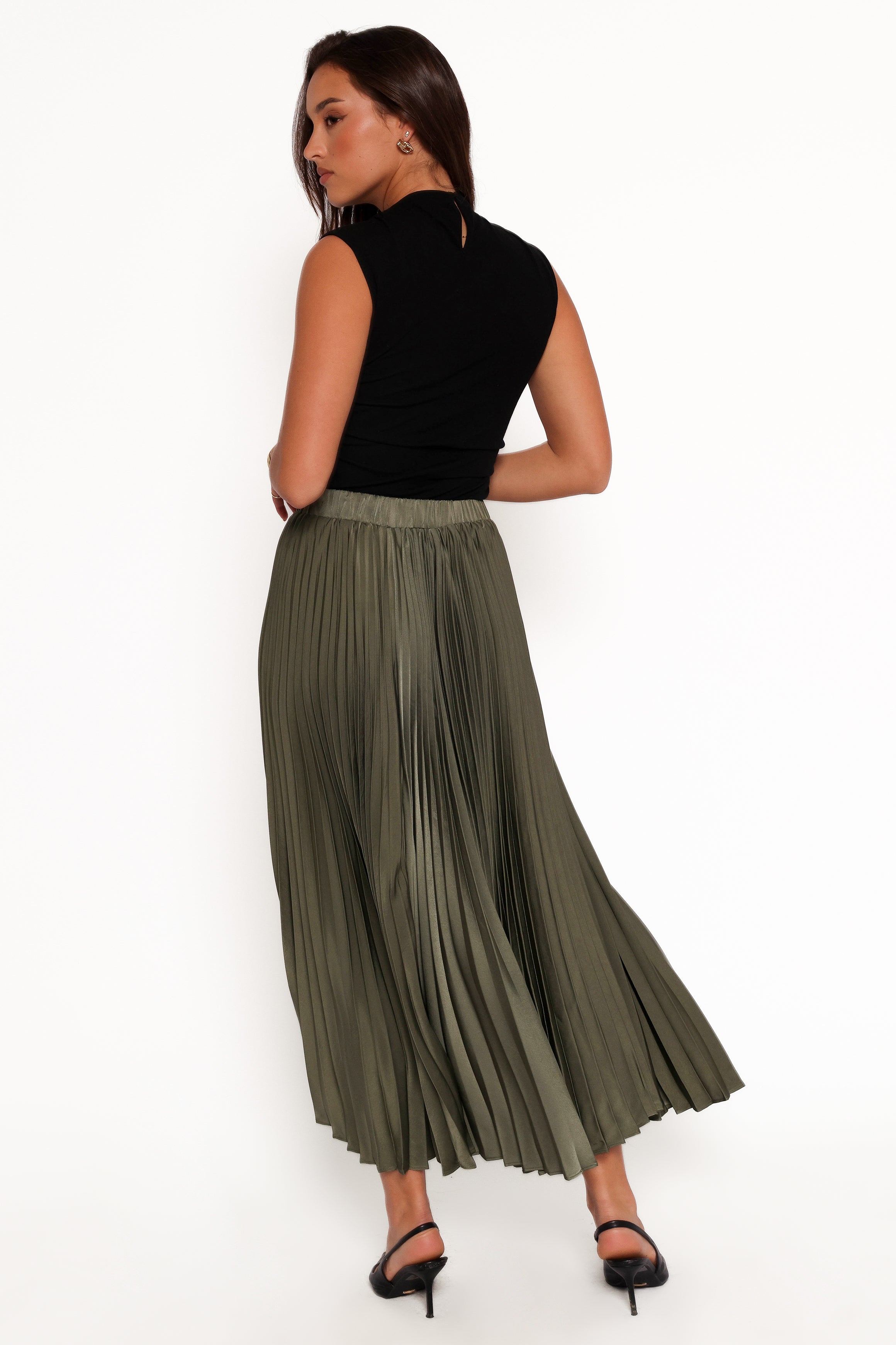 BOTTOMS Polina Pleated Maxi Skirt - Olive