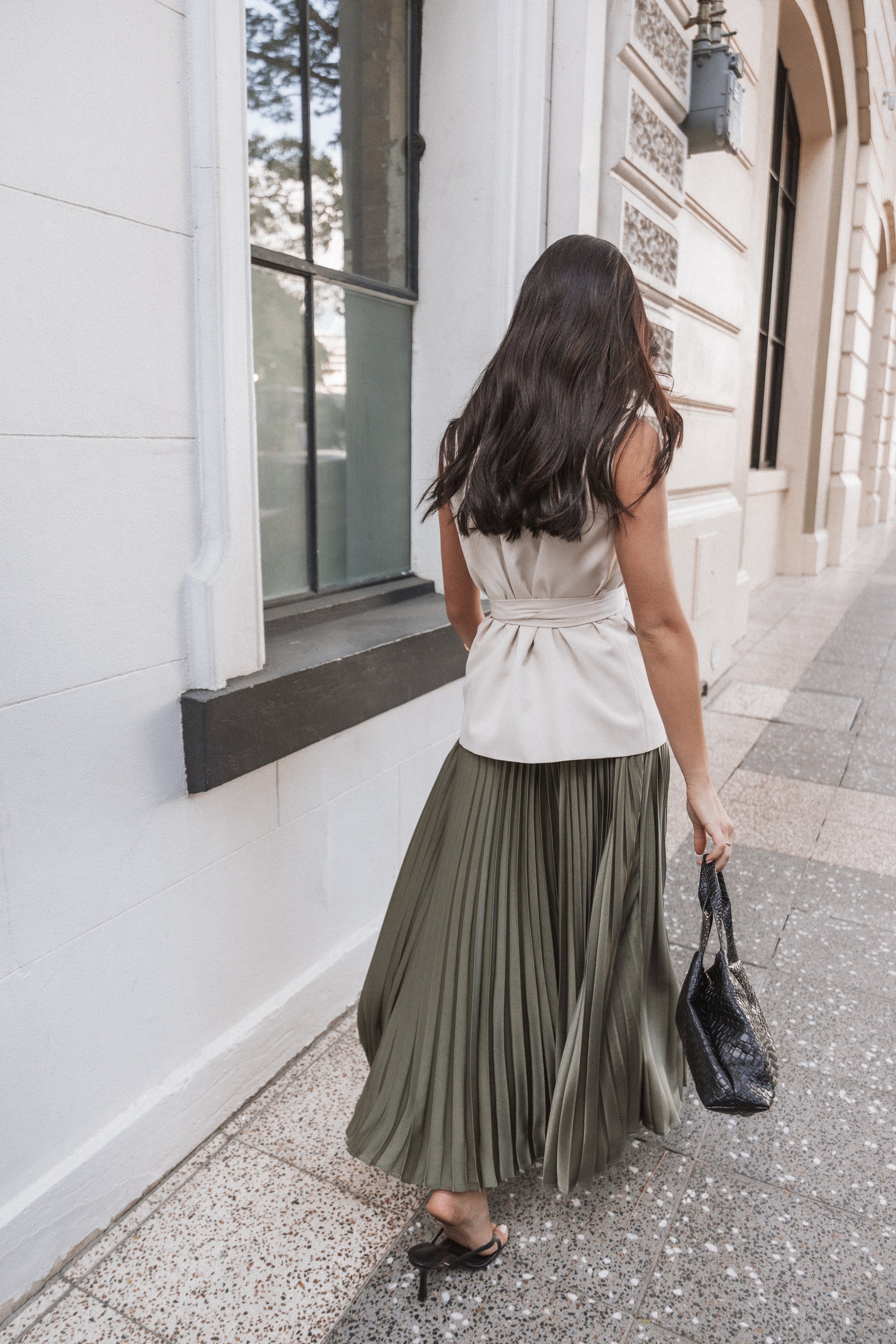 BOTTOMS Polina Pleated Maxi Skirt - Olive