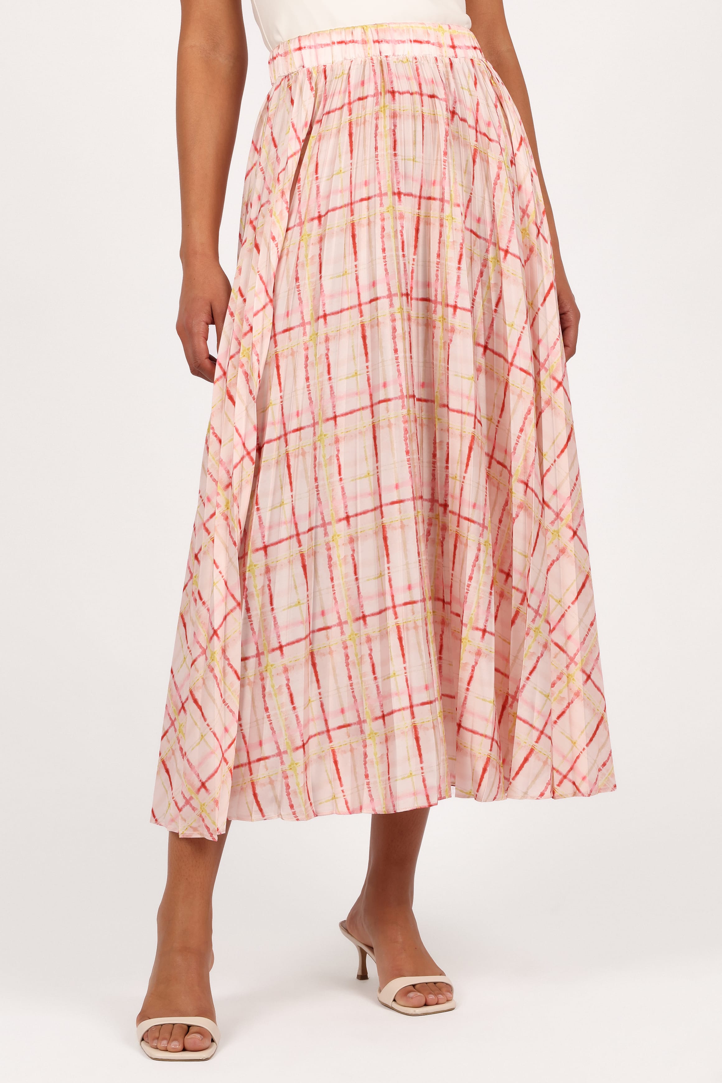 BOTTOMS Polina Pleated Maxi Skirt - Sunset Check