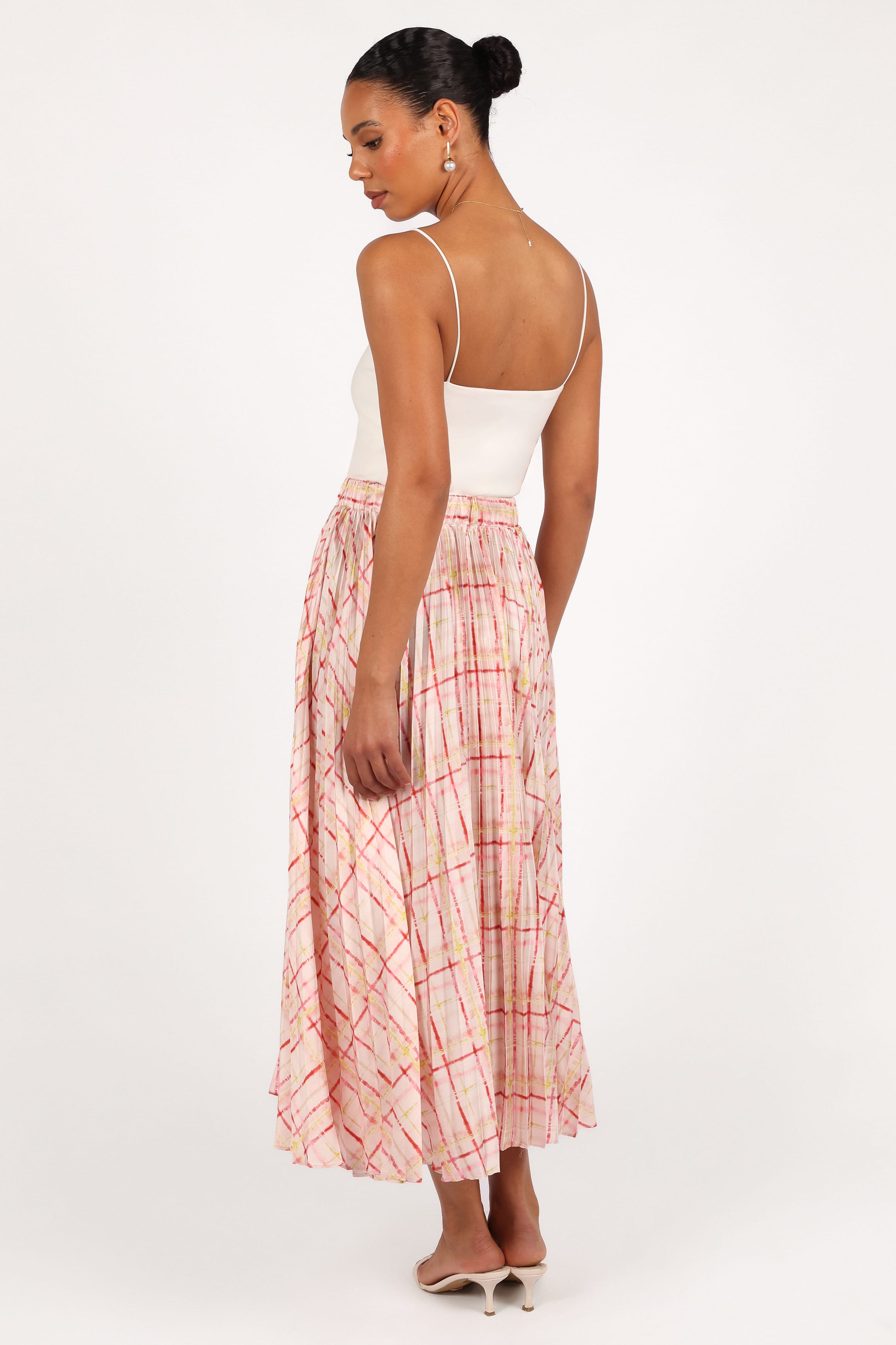 BOTTOMS Polina Pleated Maxi Skirt - Sunset Check