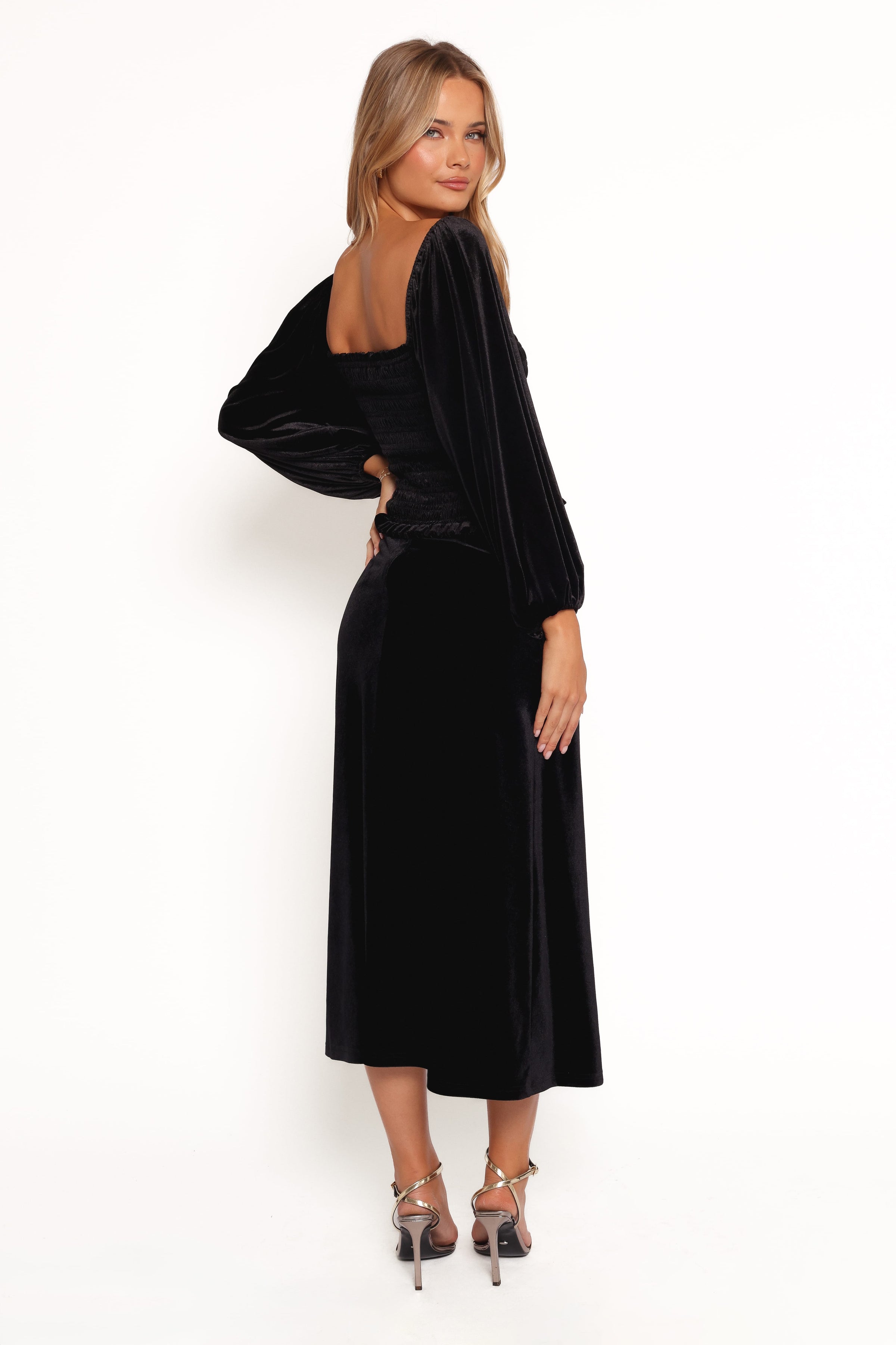 BOTTOMS Raelynn Velvet Midi Skirt - Black
