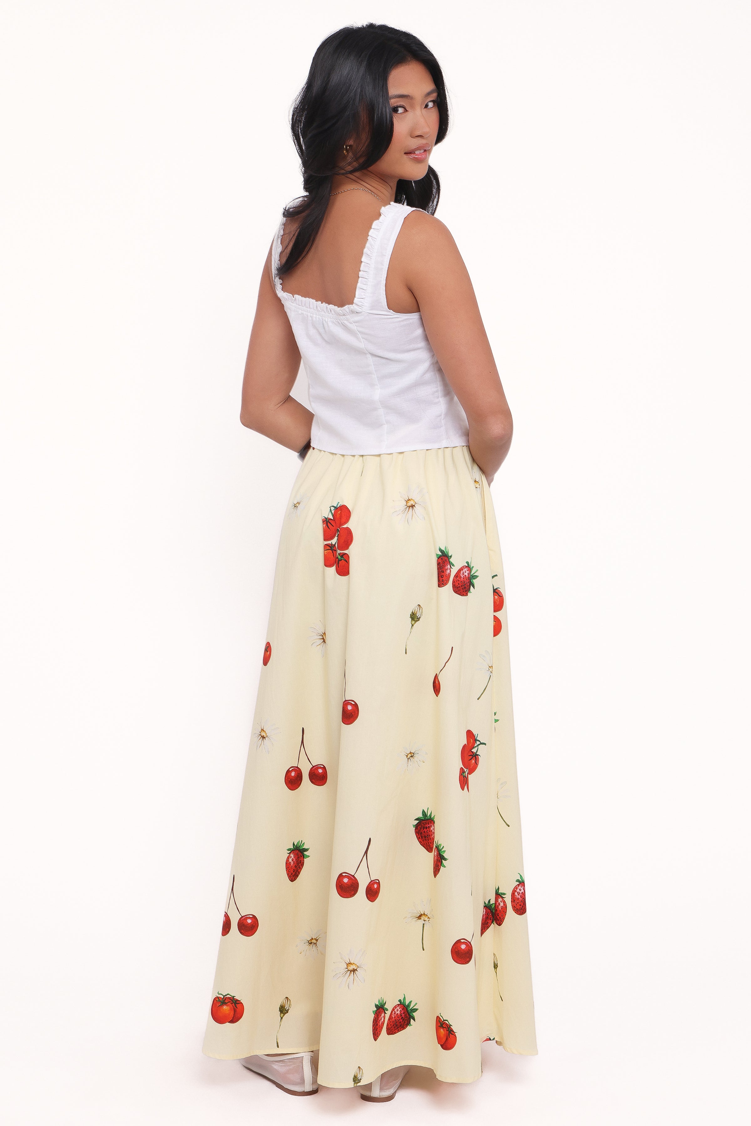 BOTTOMS Remira Midi Skirt - Yellow Cherry