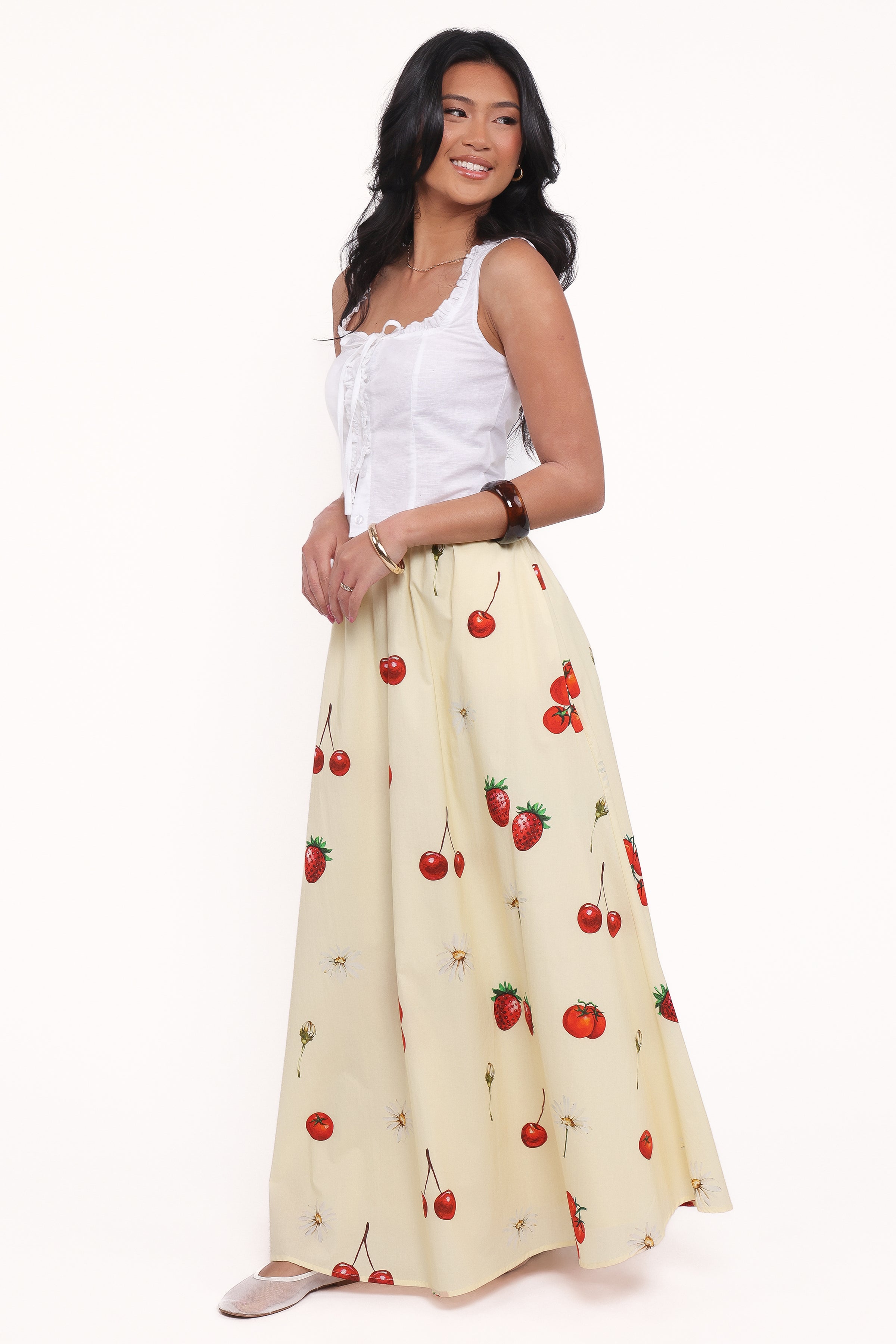 BOTTOMS Remira Midi Skirt - Yellow Cherry
