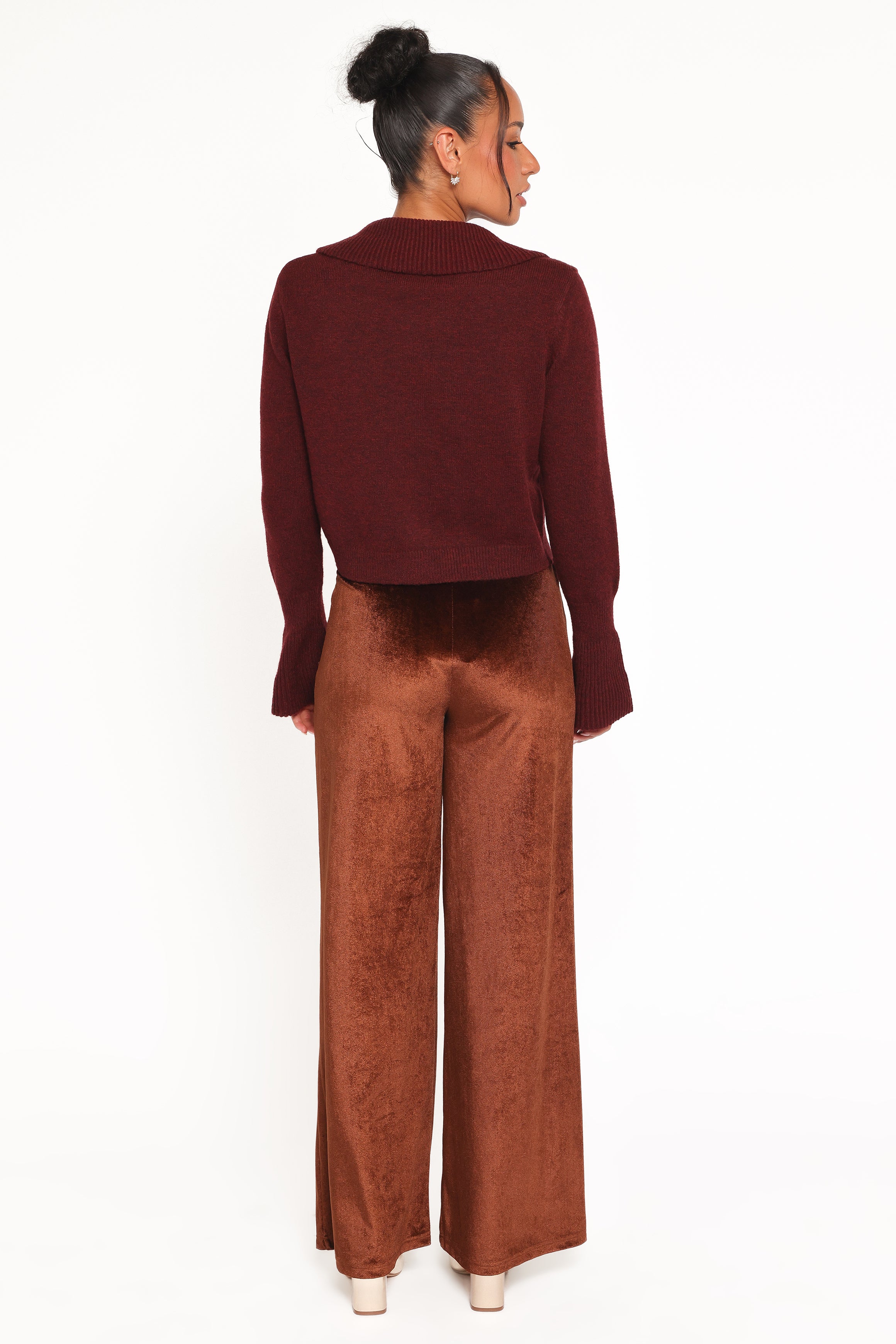 BOTTOMS Riley Stretch Velvet Pant - Chocolate