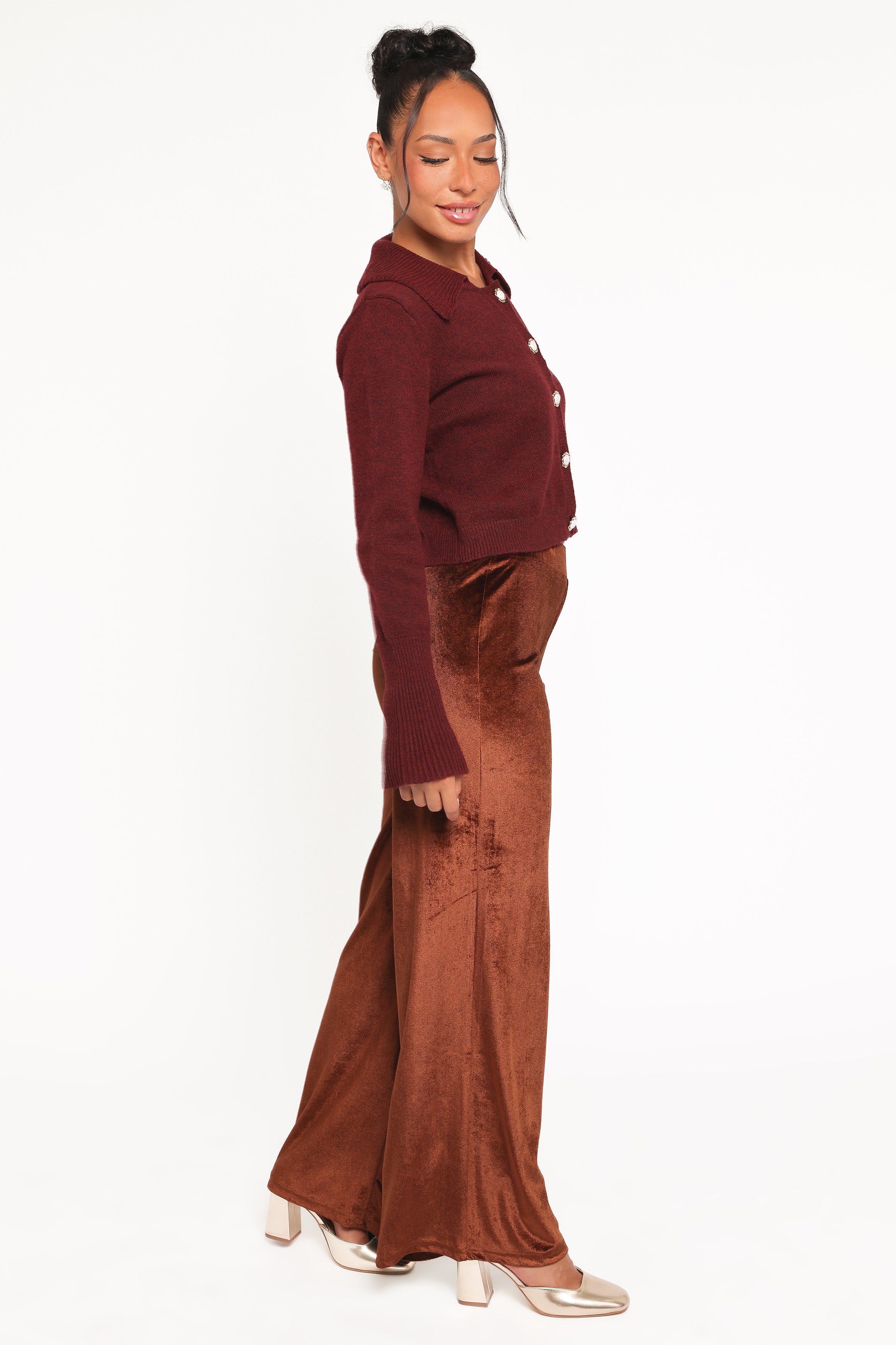 BOTTOMS Riley Stretch Velvet Pant - Chocolate