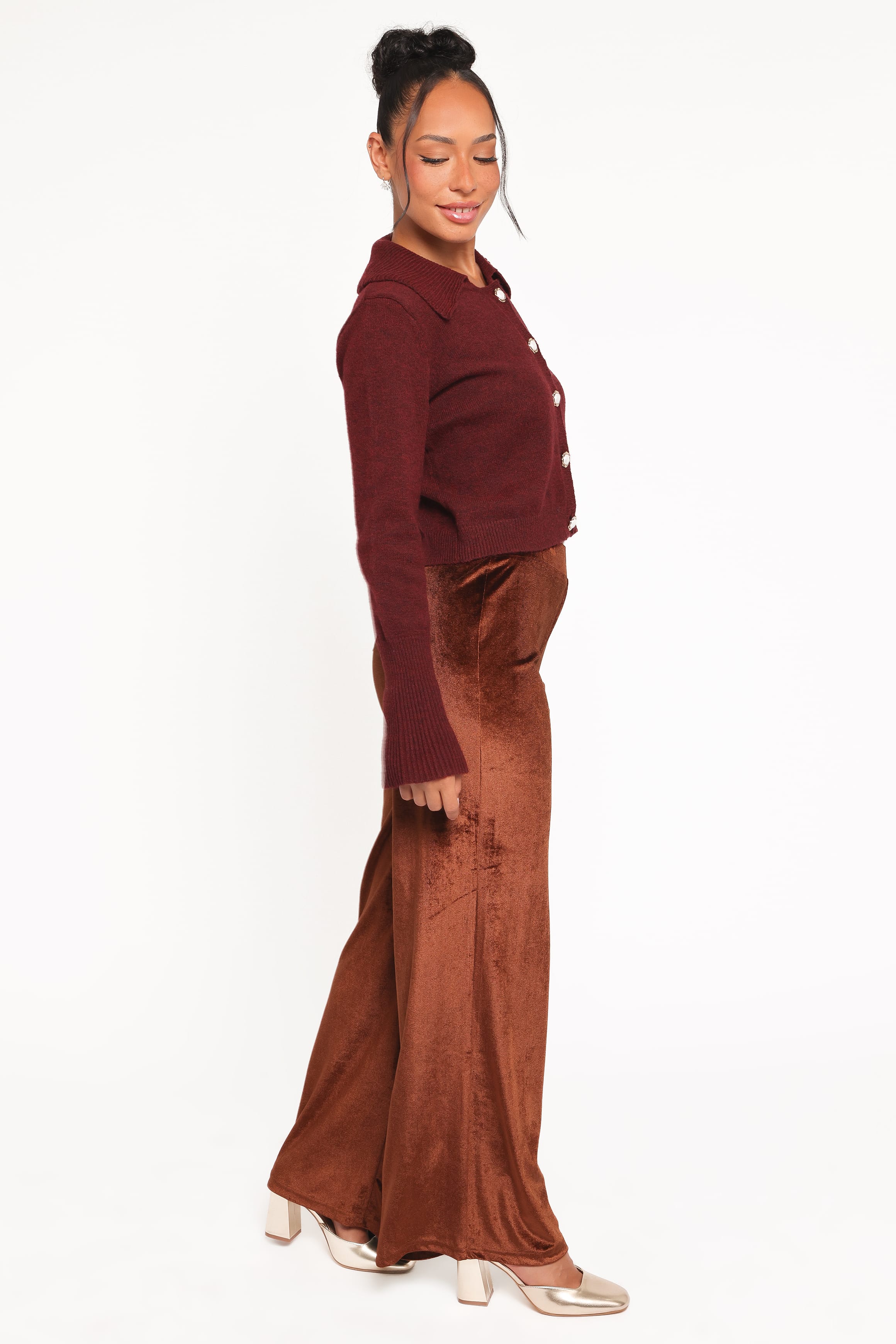 BOTTOMS Riley Stretch Velvet Pant - Chocolate
