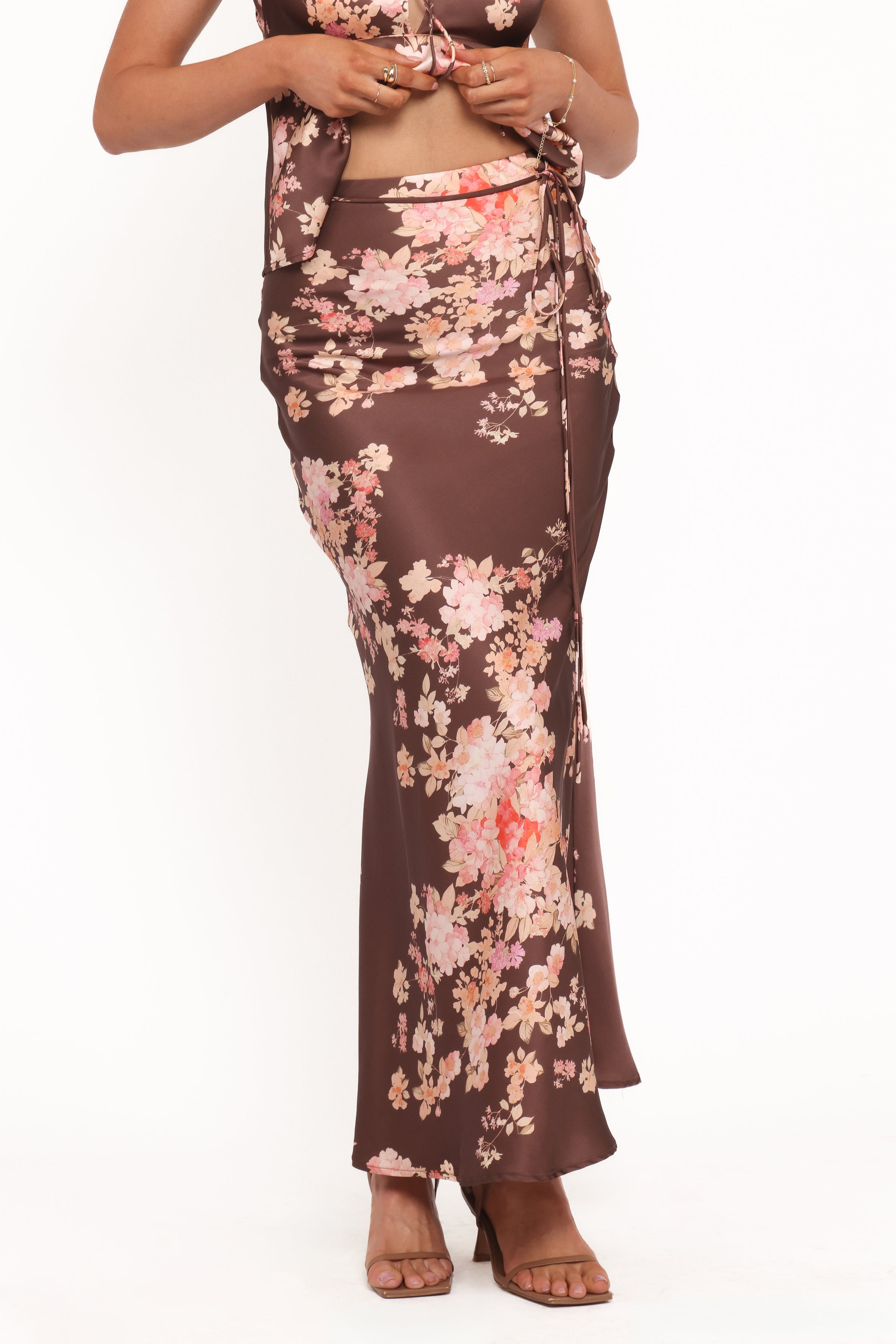 BOTTOMS Roberta Maxi Skirt - Brown Floral