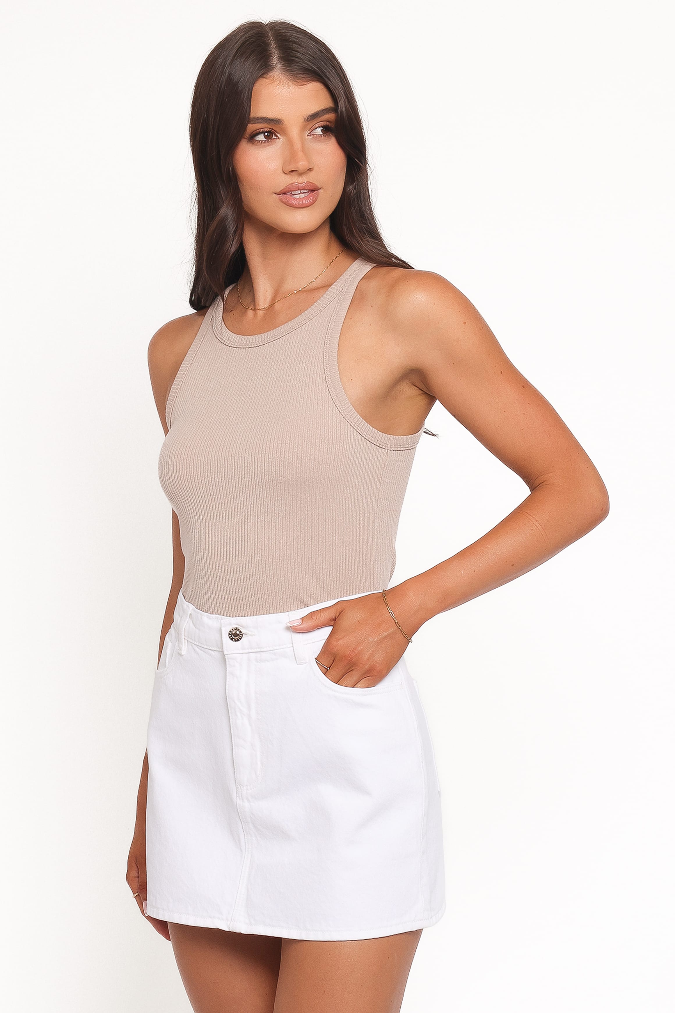 BOTTOMS Rollas 90s Relaxed Mini Skirt - White Gold
