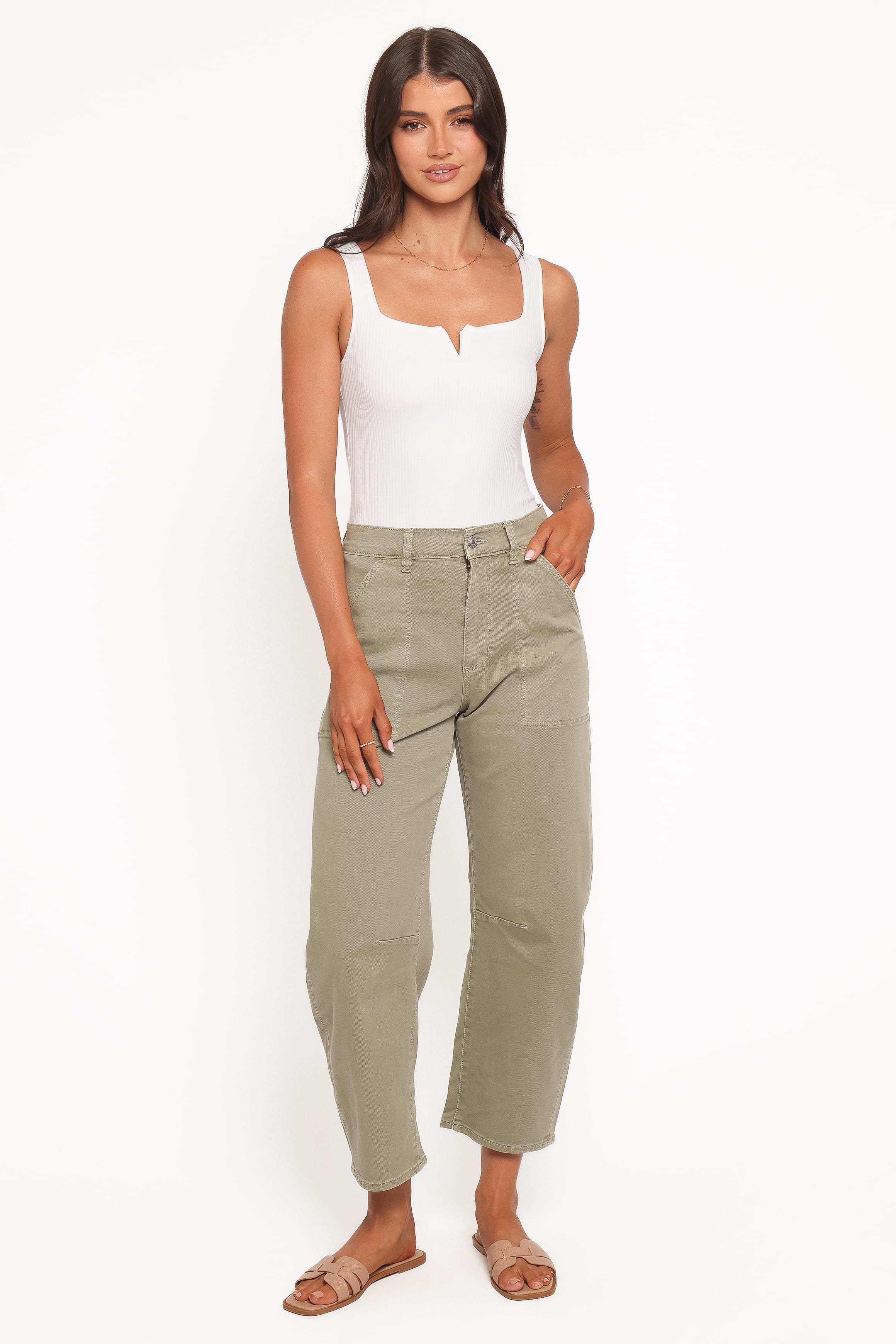 BOTTOMS Rollas Gigi Barrel Drill Jeans - Summer Olive