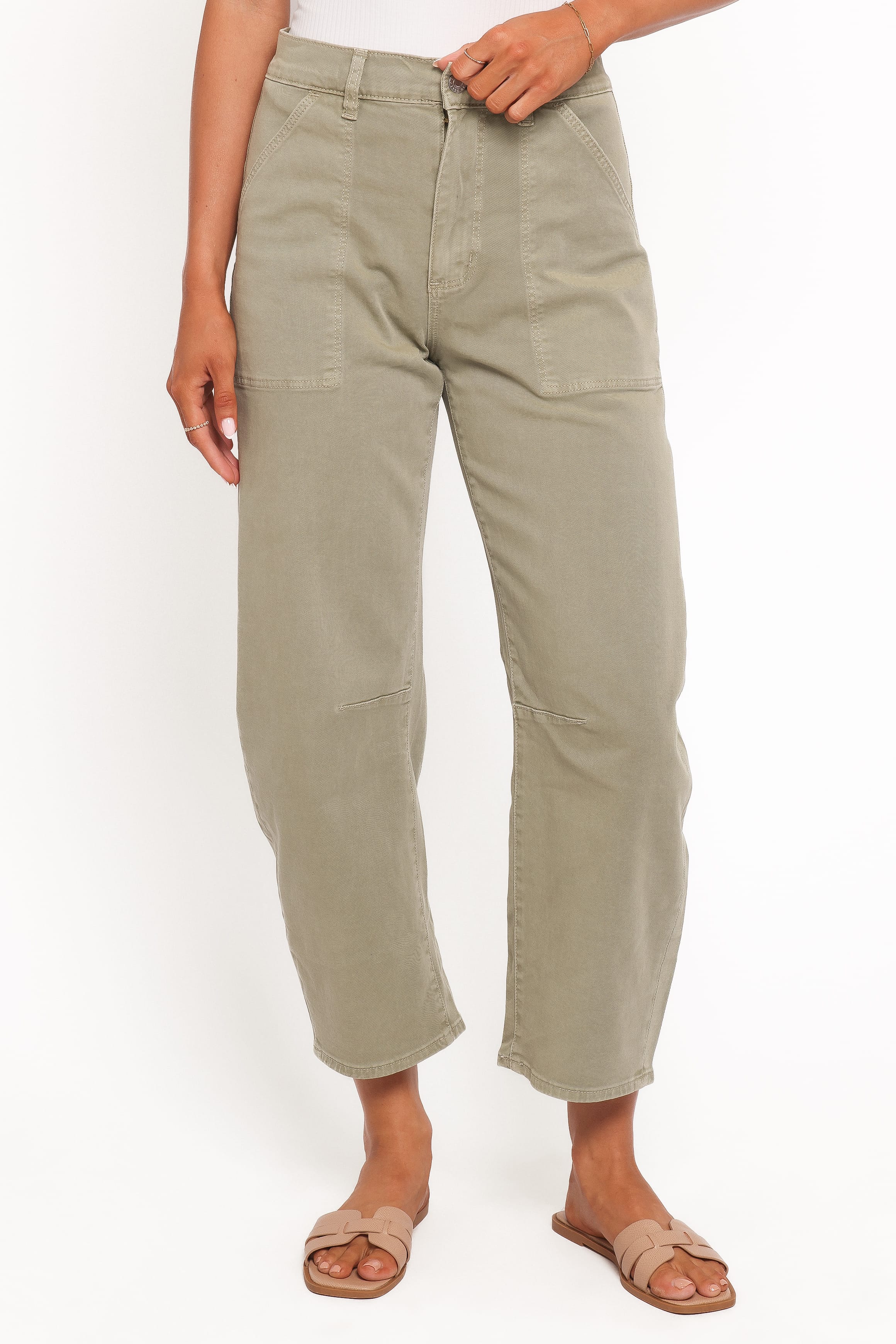 BOTTOMS Rollas Gigi Barrel Drill Jeans - Summer Olive