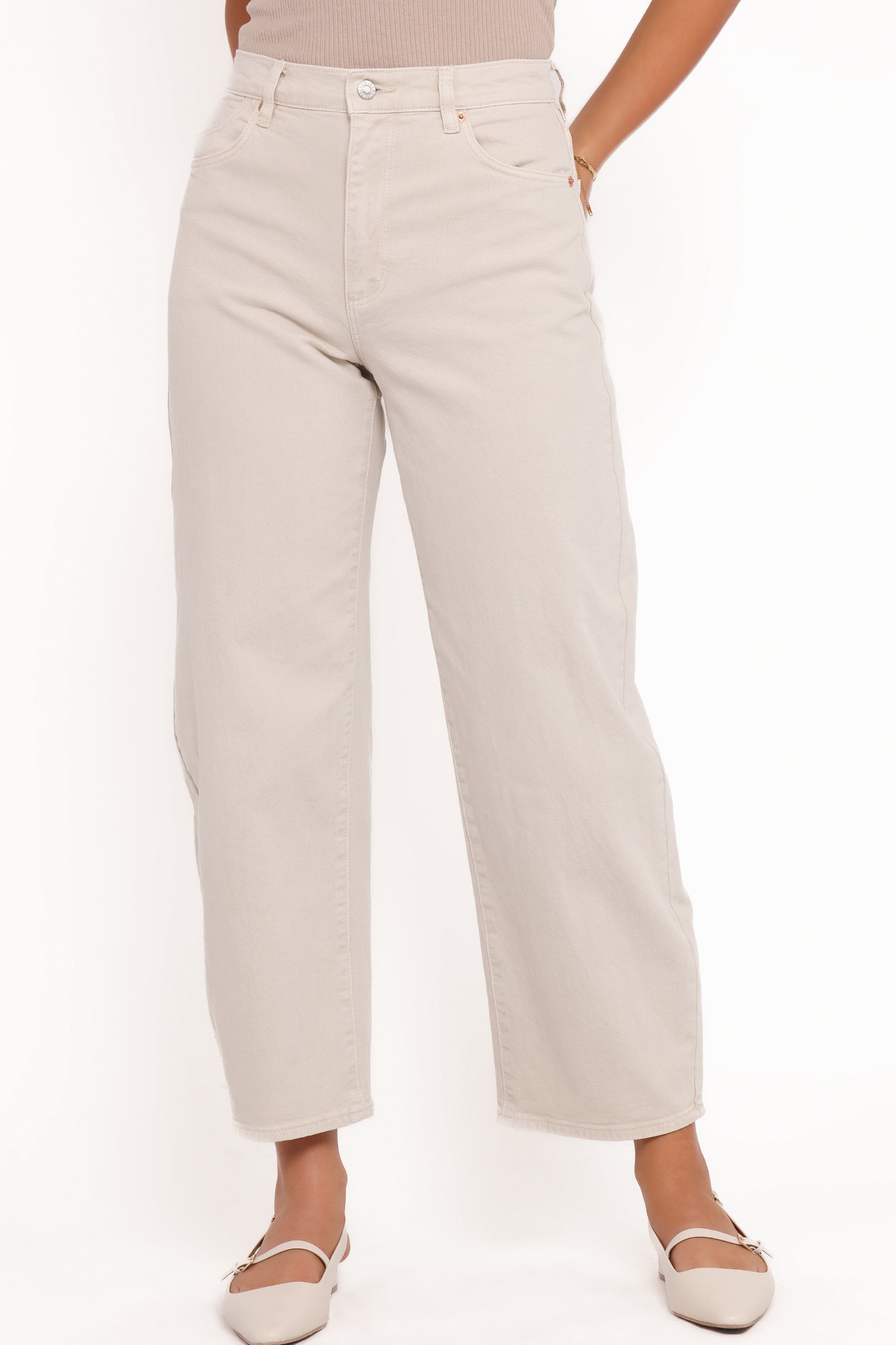 BOTTOMS Rollas Gigi Barrel Jeans - Salt