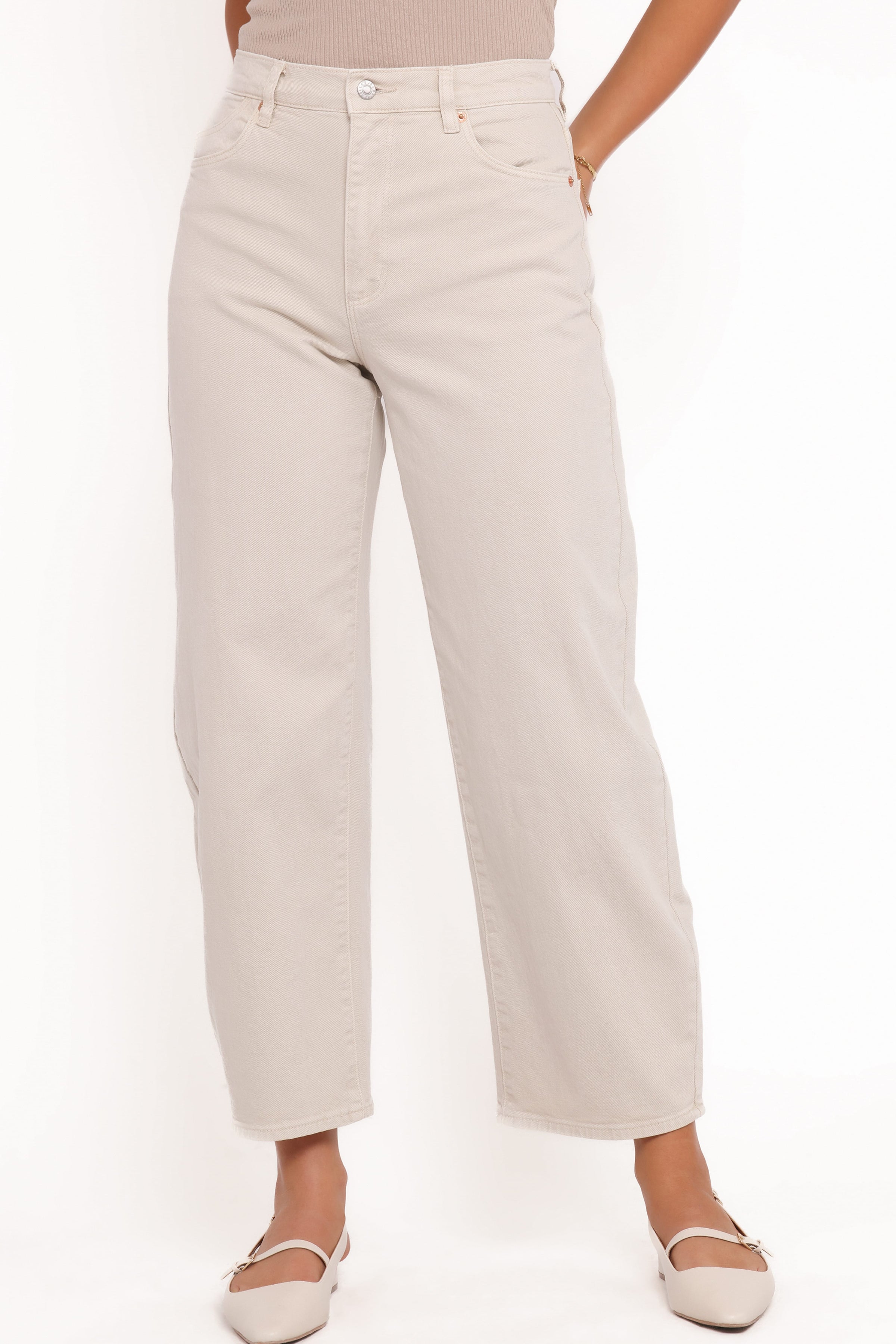 BOTTOMS Rollas Gigi Barrel Jeans - Salt