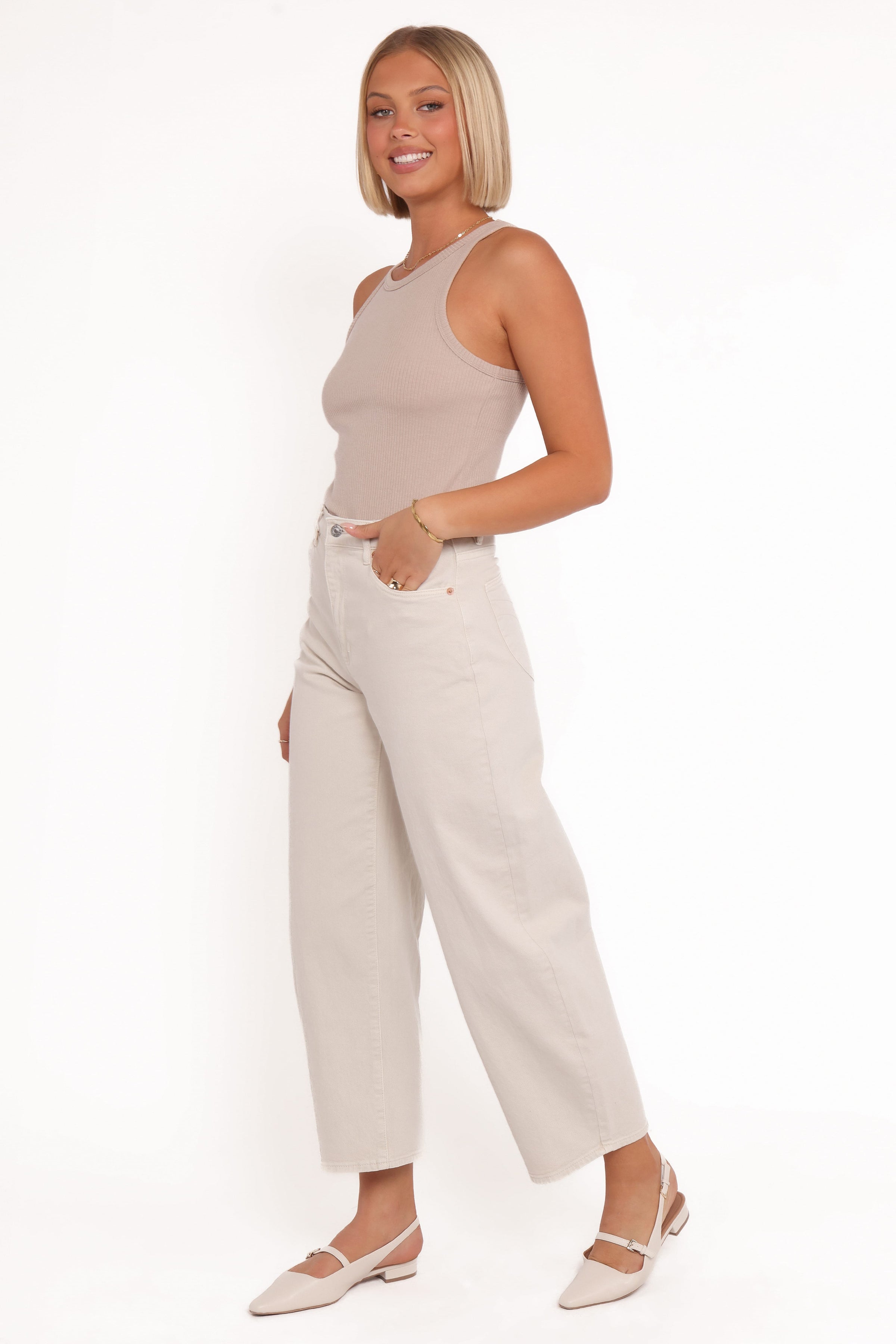 BOTTOMS Rollas Gigi Barrel Jeans - Salt