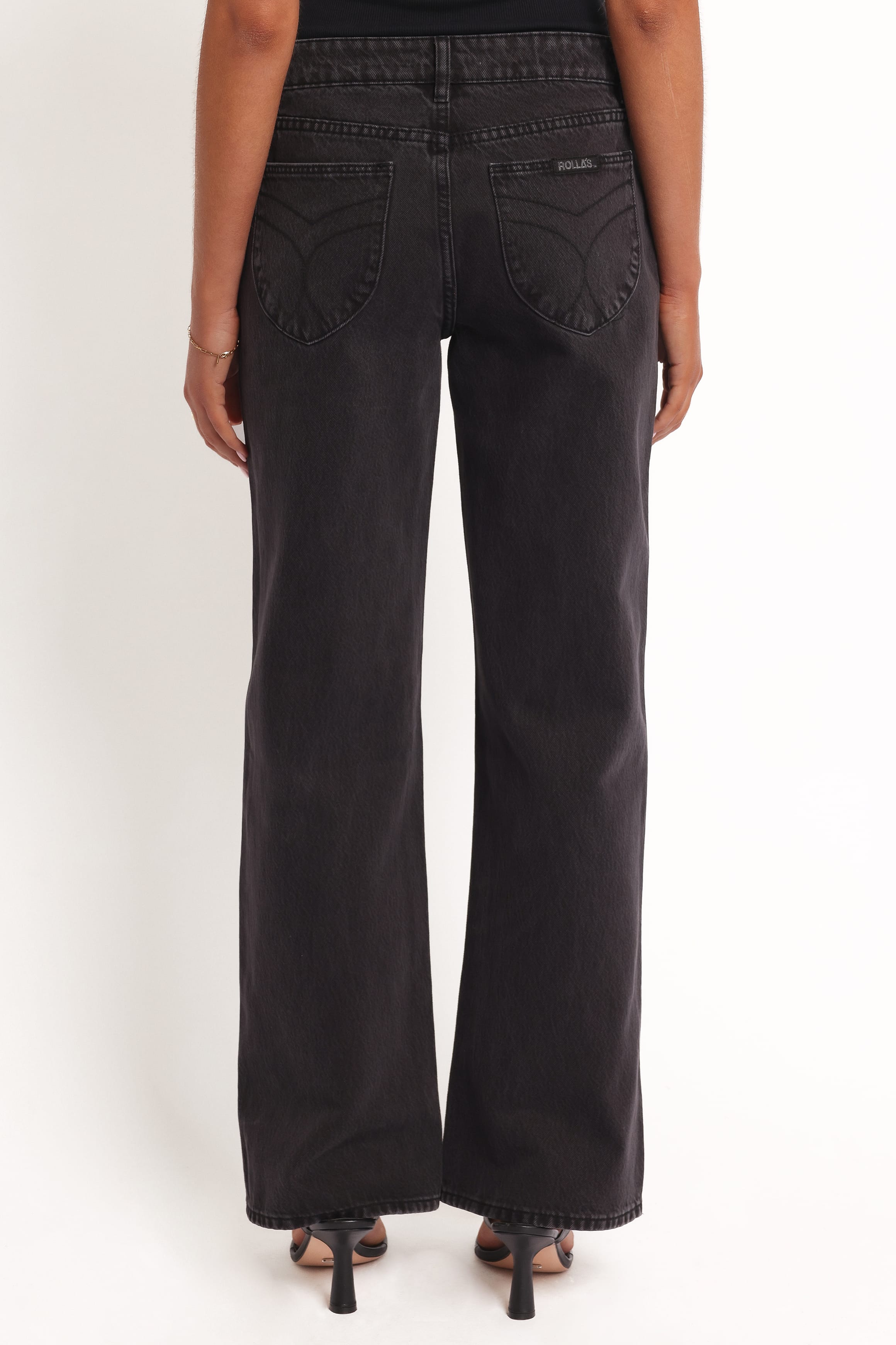 BOTTOMS Rollas Heidi Low Rise Jeans - Stone Black