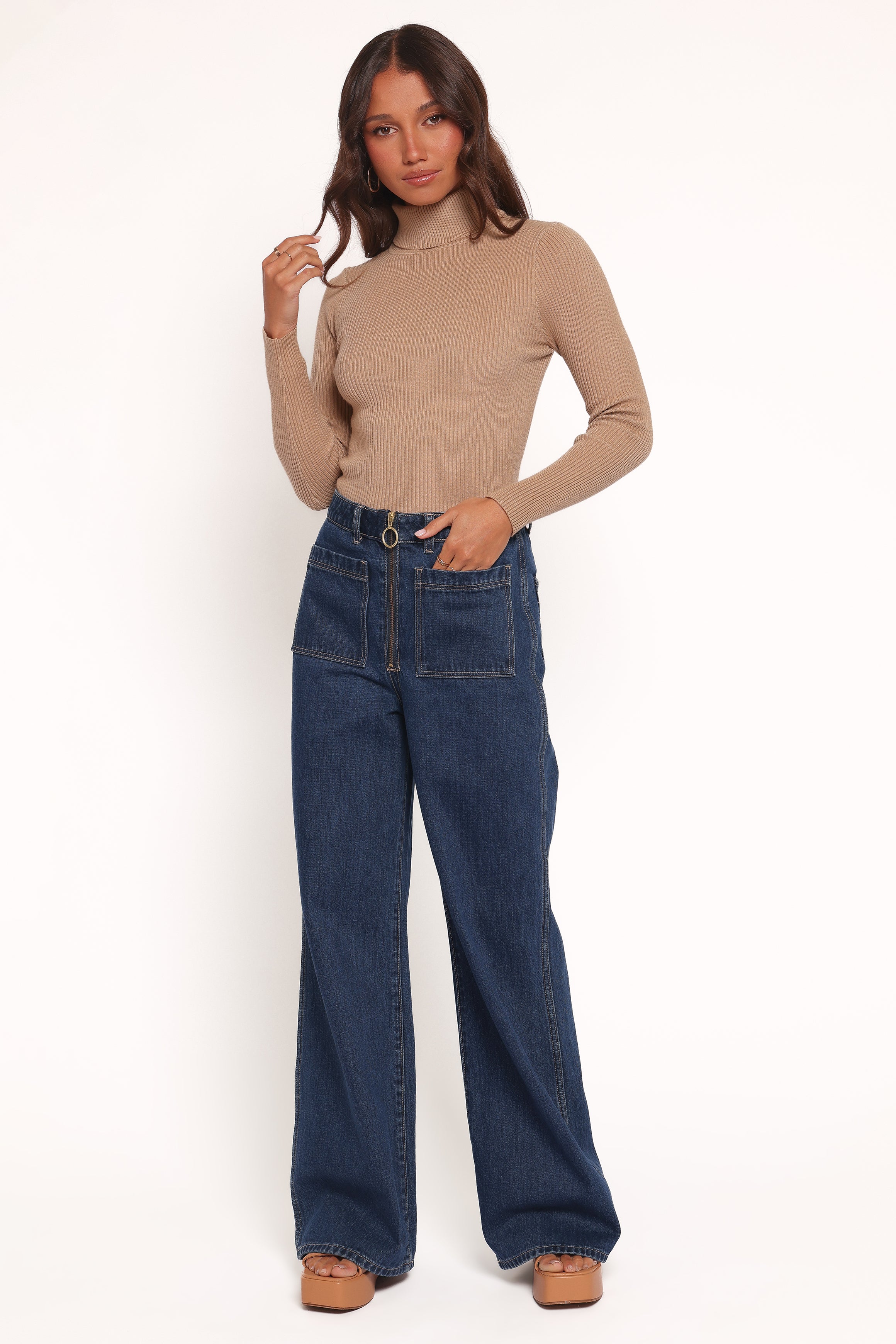 BOTTOMS Rollas Studio Flare Jeans - Deep Blue