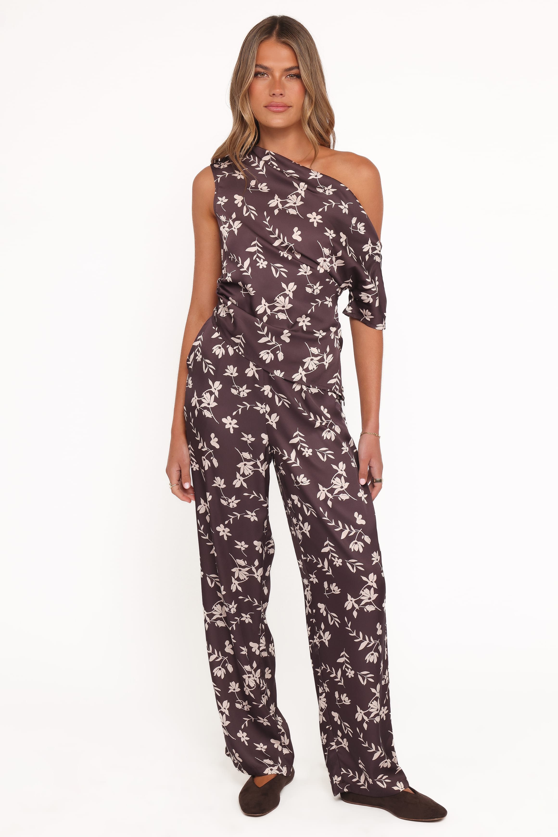 BOTTOMS Romola Pant - Brown Cream Floral
