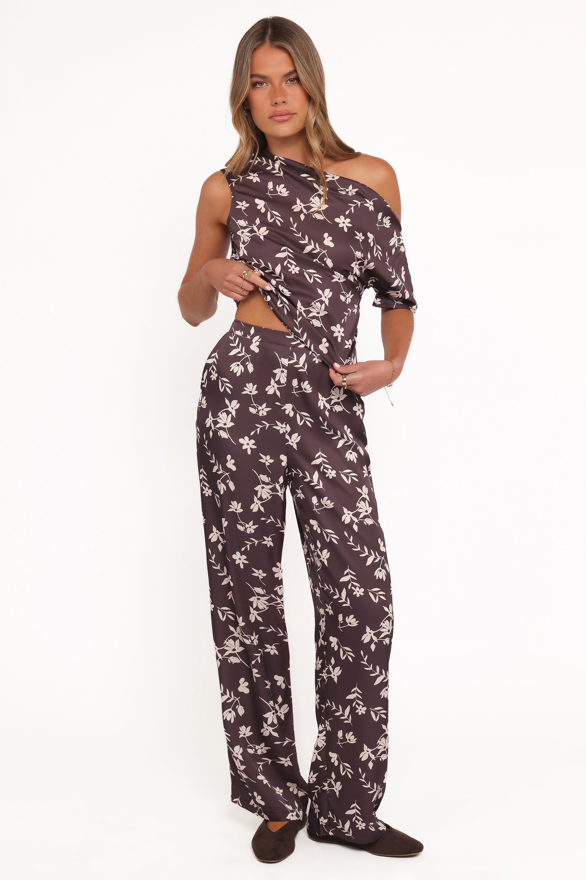 BOTTOMS Romola Pant - Brown Cream Floral