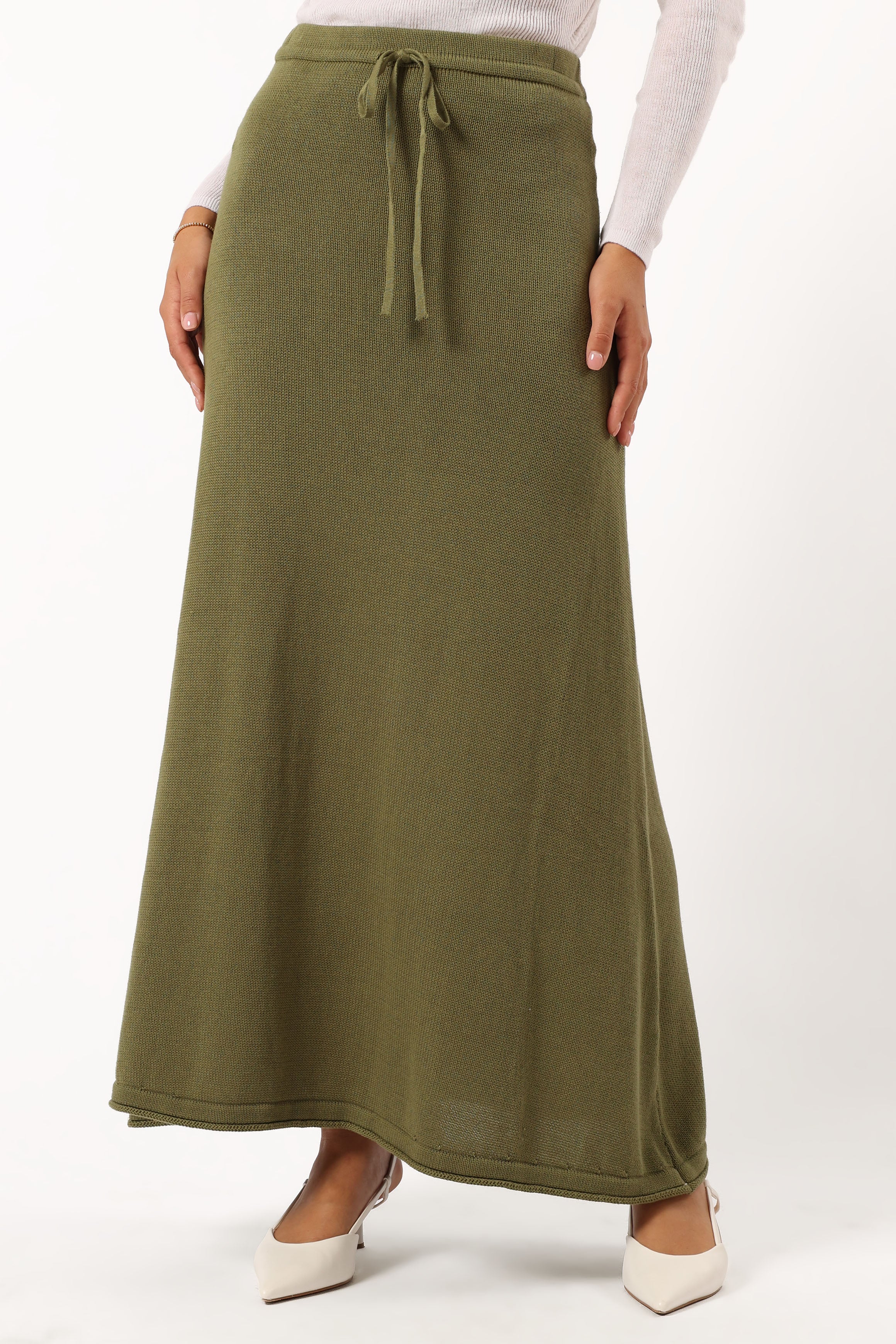BOTTOMS @Rooney Knit Skirt - Olive (Hold for Cool Beginnings)