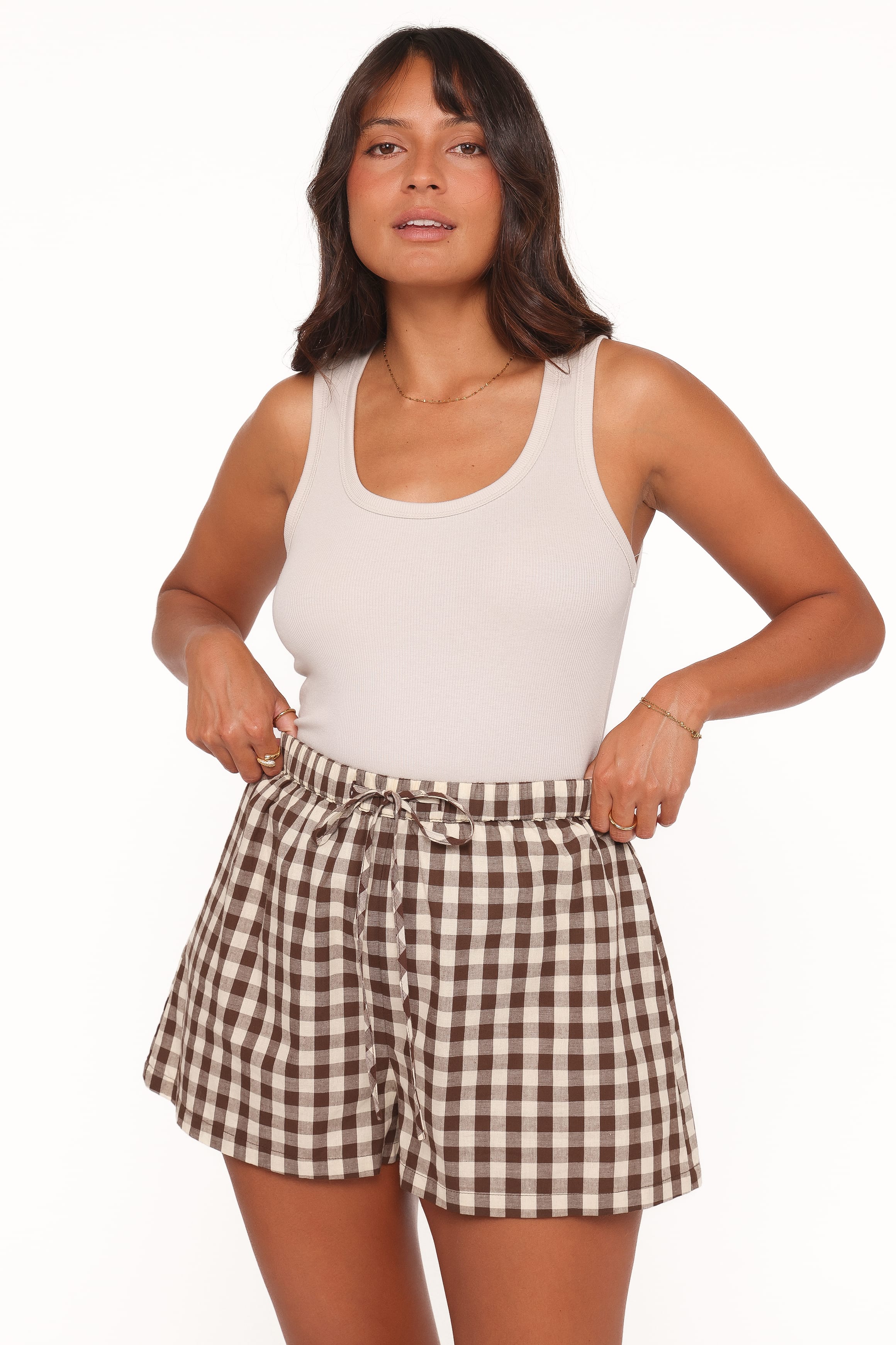 BOTTOMS Rory Shorts - Brown Gingham