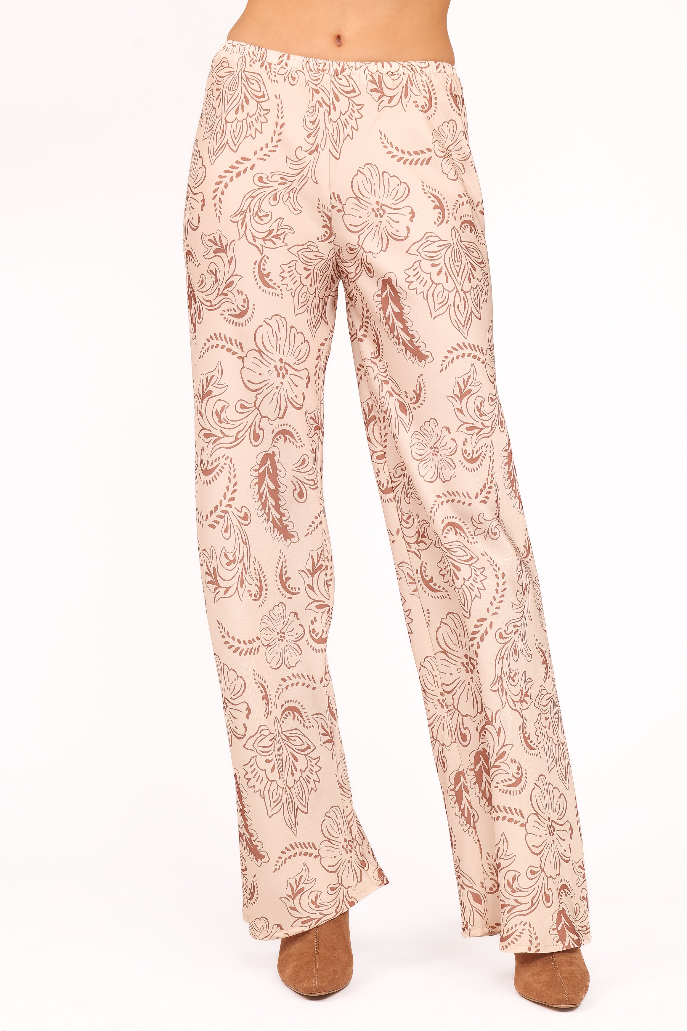 BOTTOMS Rosalie Satin Pant - Brown Paisley