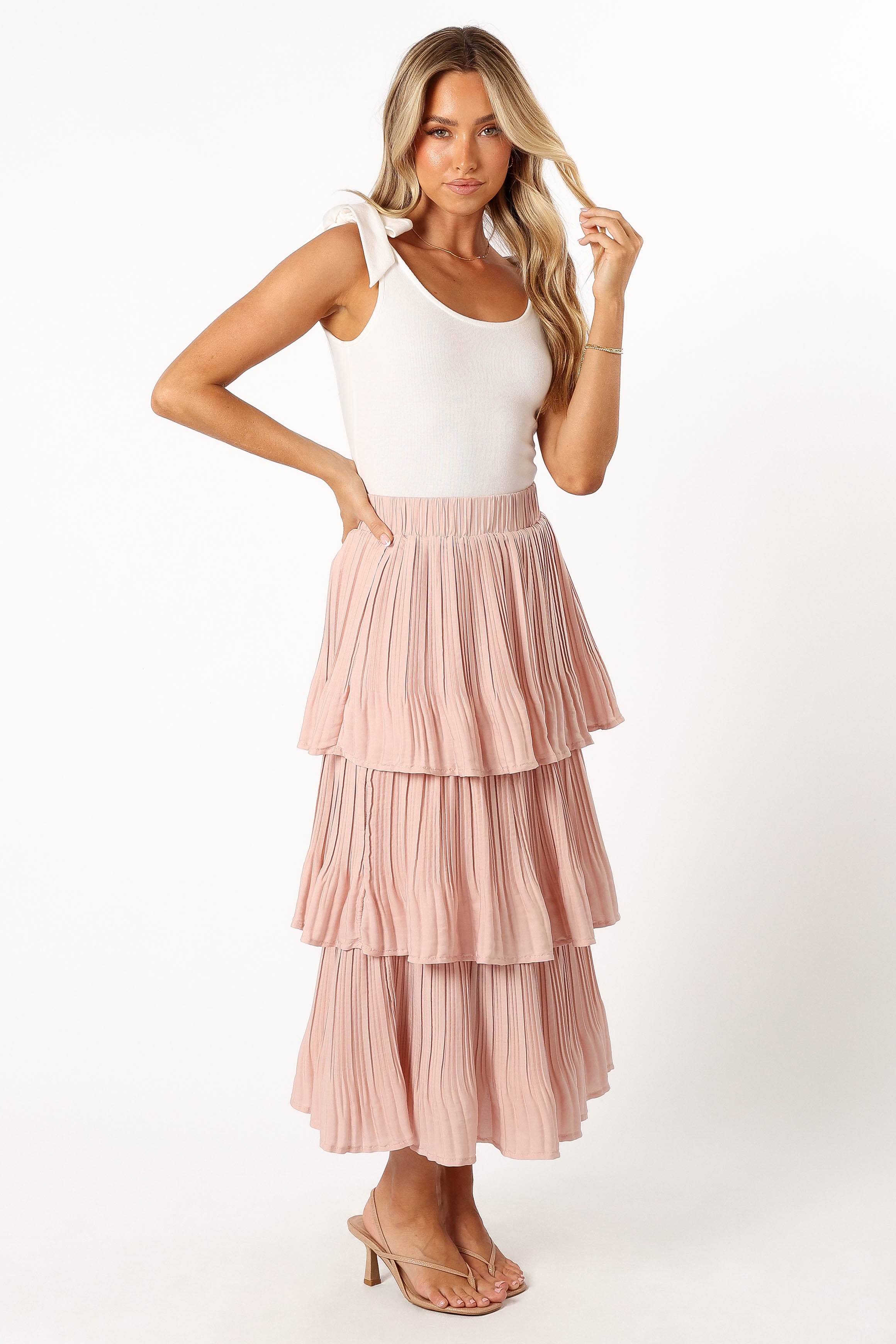 BOTTOMS @Rylan Maxi Skirt - Champagne Pink