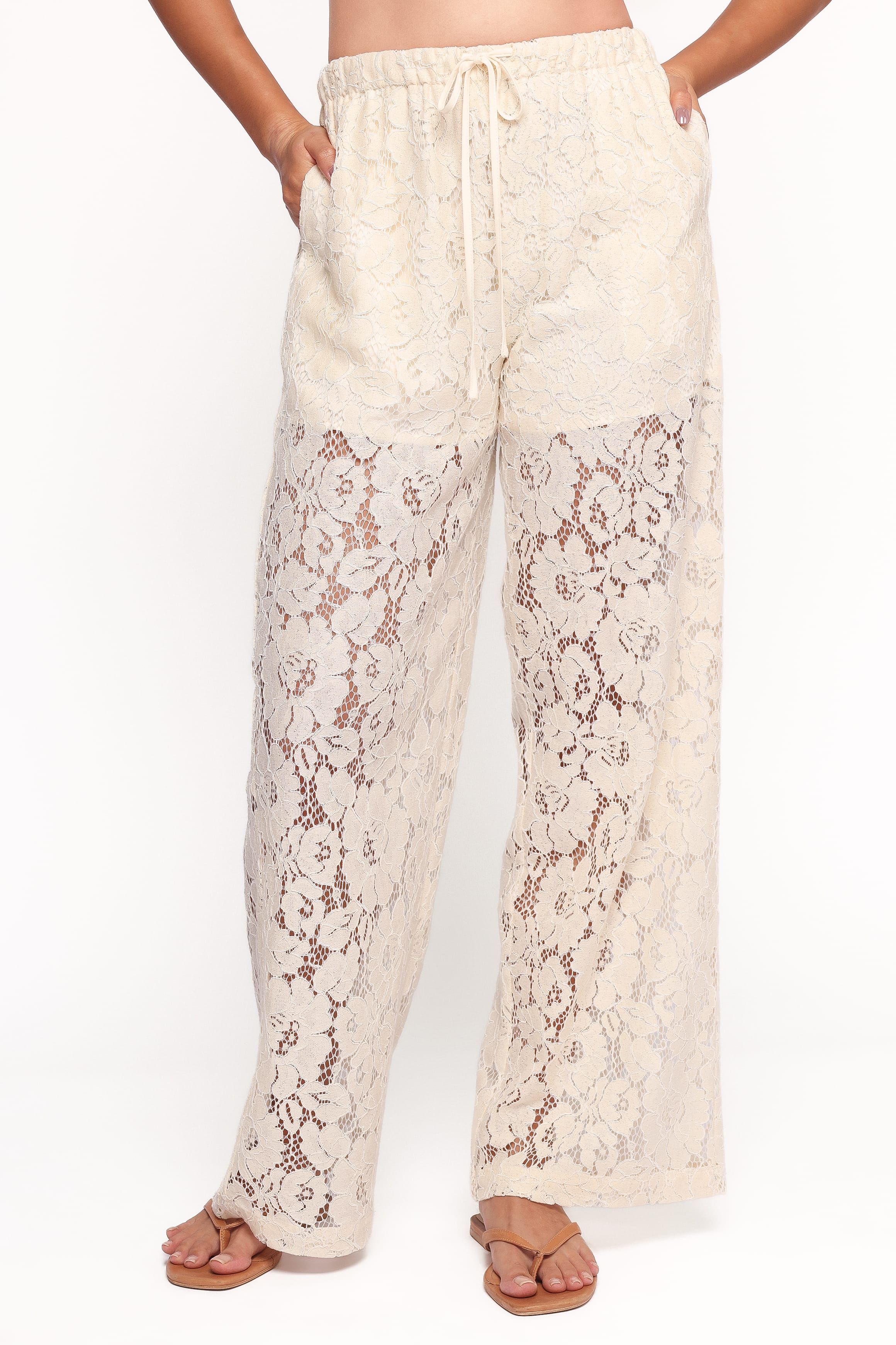BOTTOMS Sabina Lace Wide Leg Pant - Cream