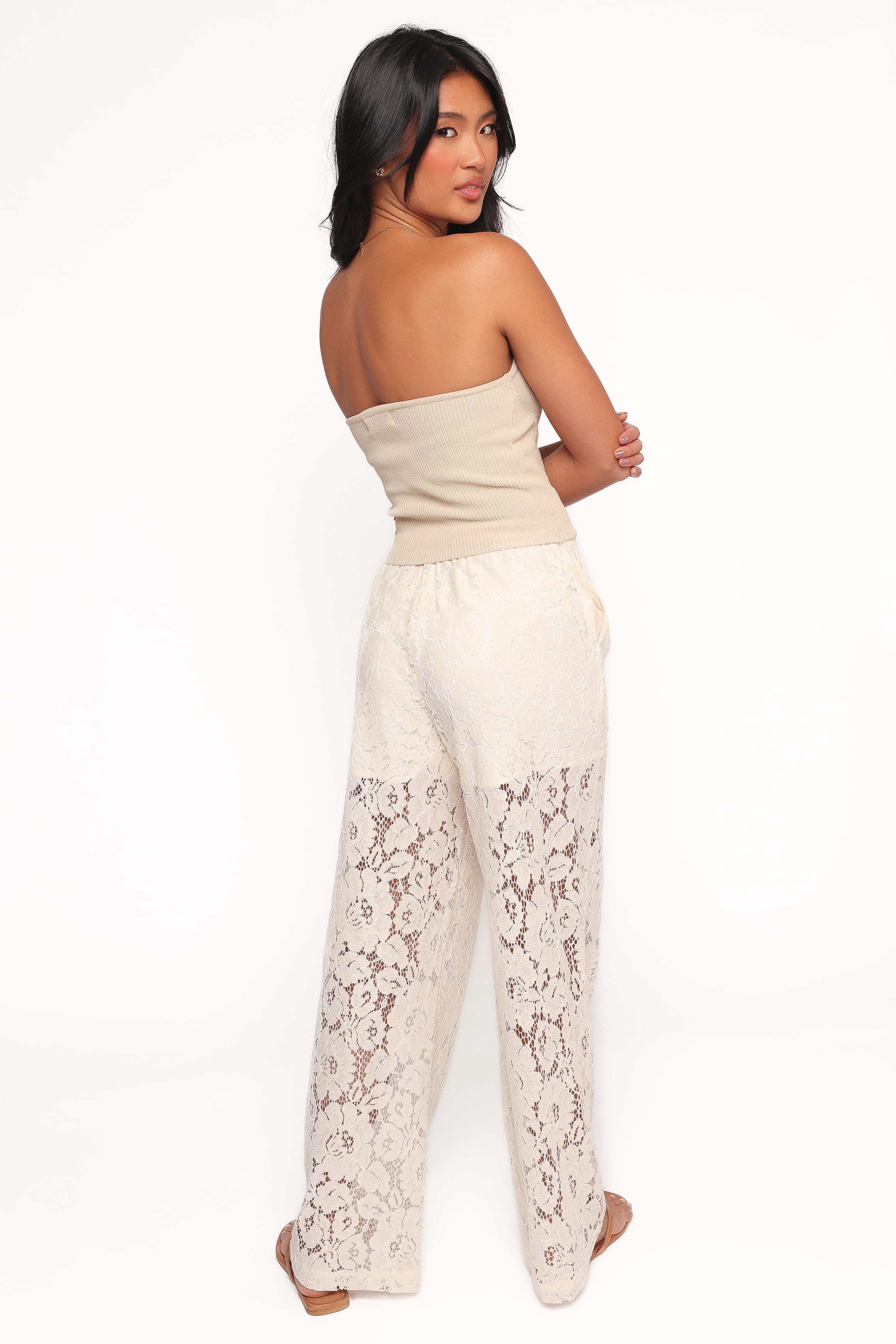BOTTOMS Sabina Lace Wide Leg Pant - Cream