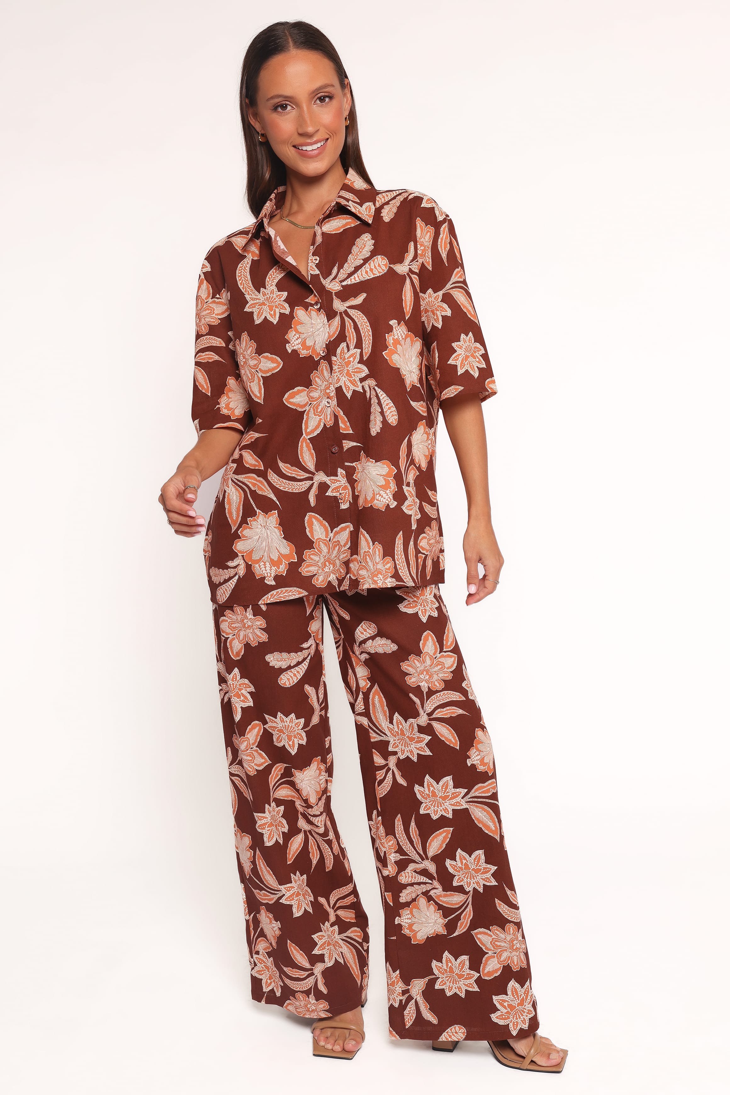 BOTTOMS Samira Wide Leg Pant - Orange Floral