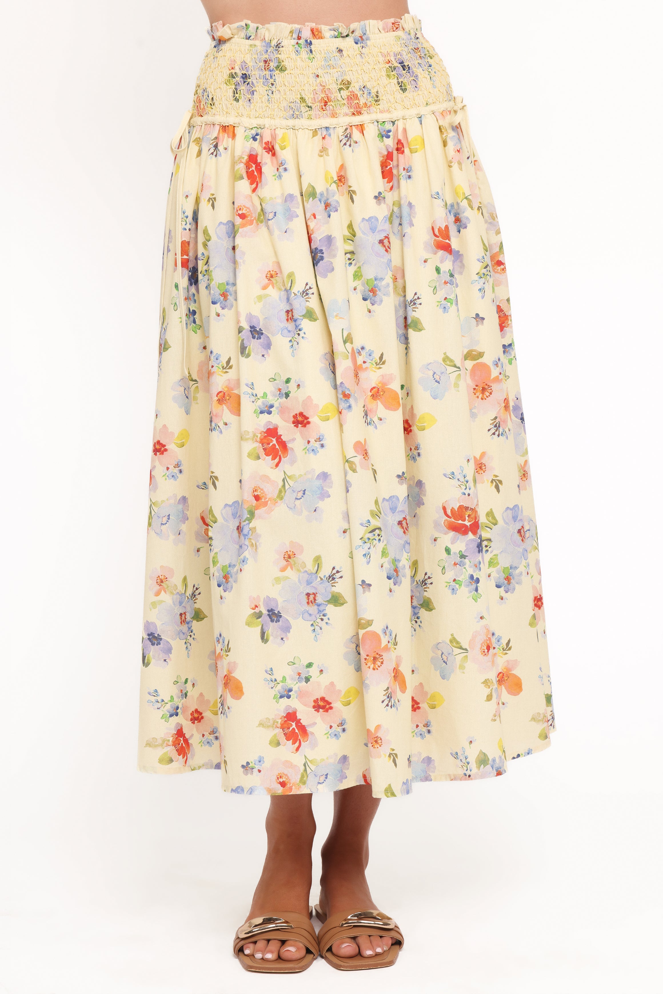 BOTTOMS Saskia Maxi Skirt - Lemon Floral