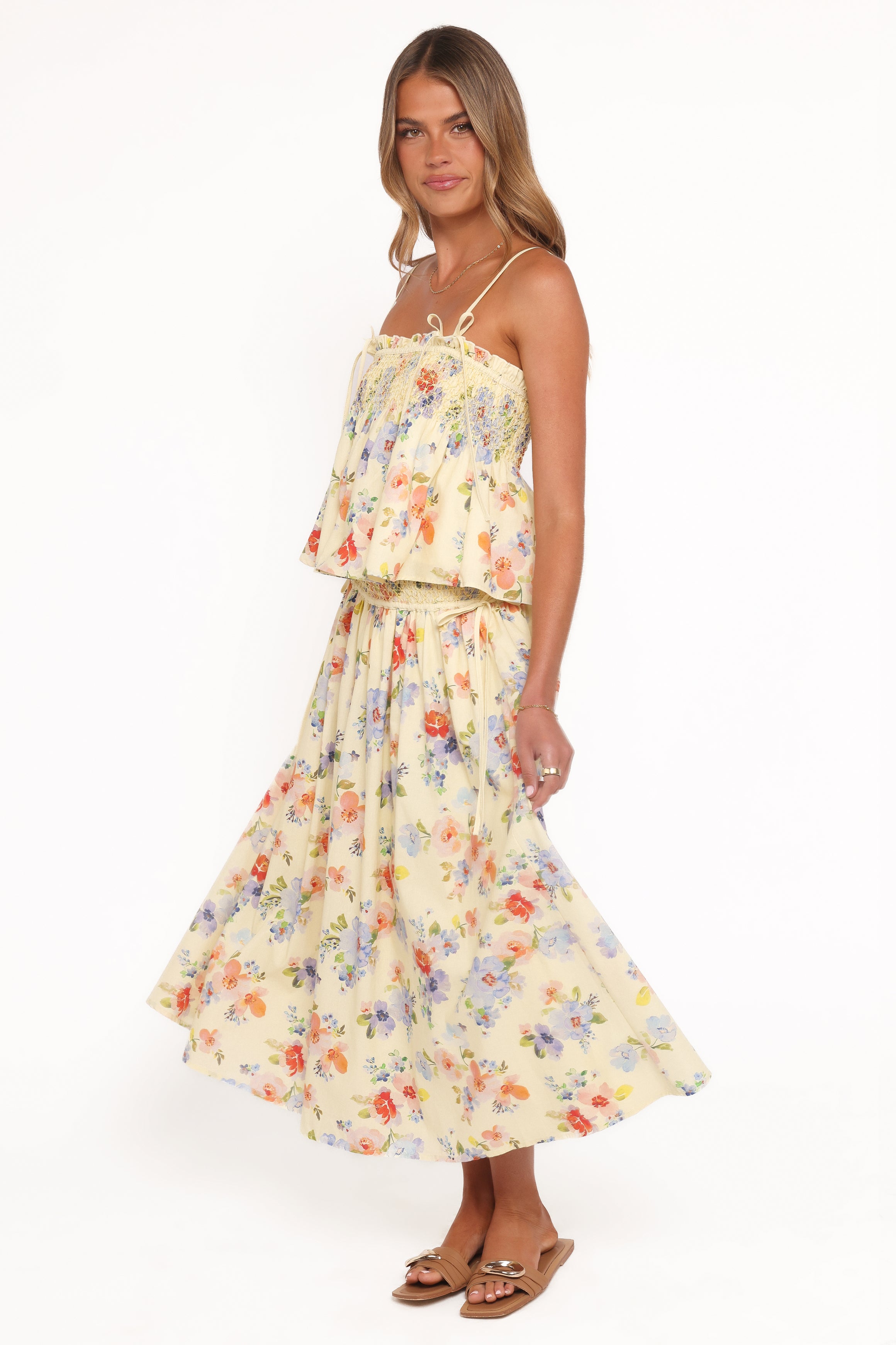 BOTTOMS Saskia Maxi Skirt - Lemon Floral