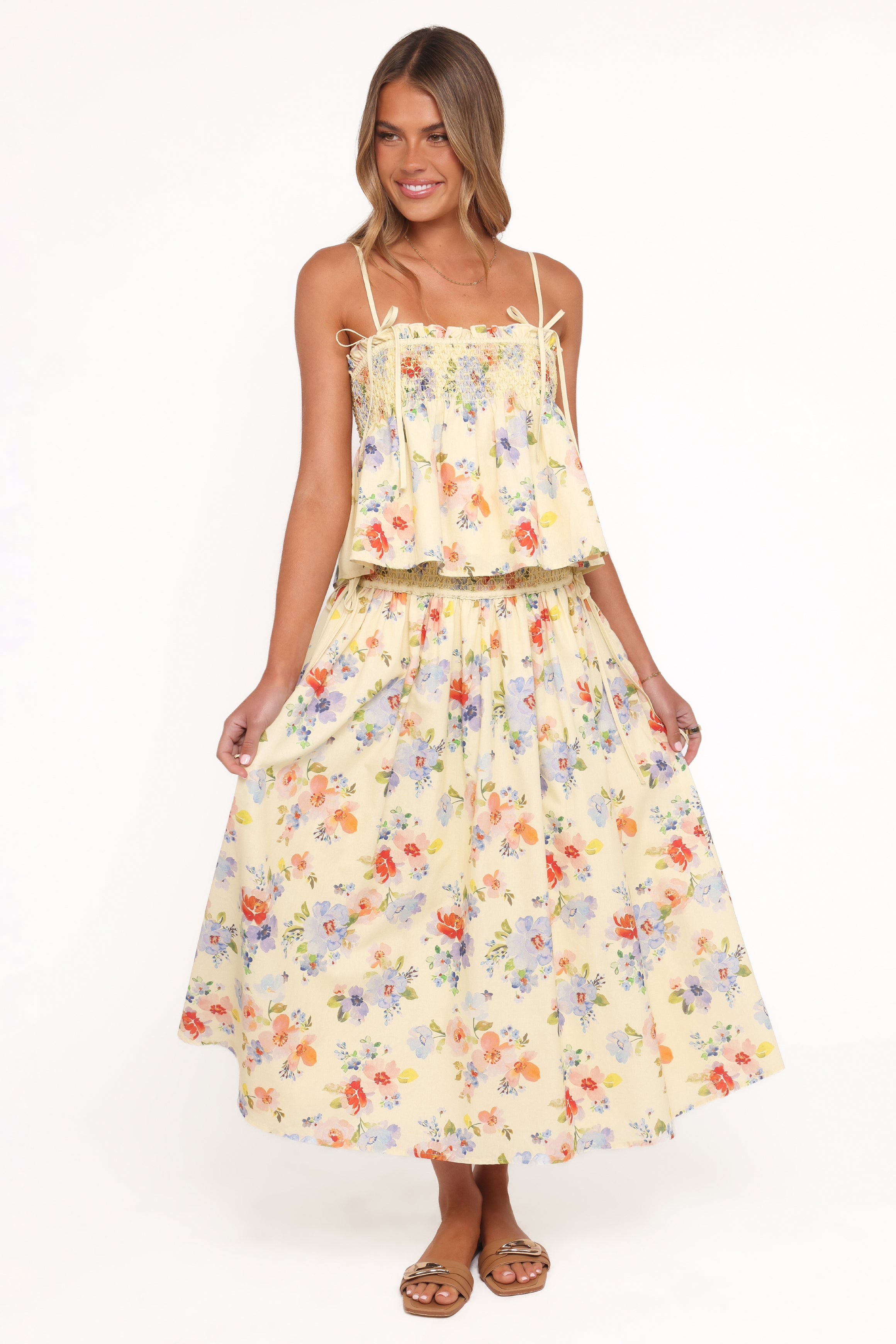 BOTTOMS Saskia Maxi Skirt - Lemon Floral