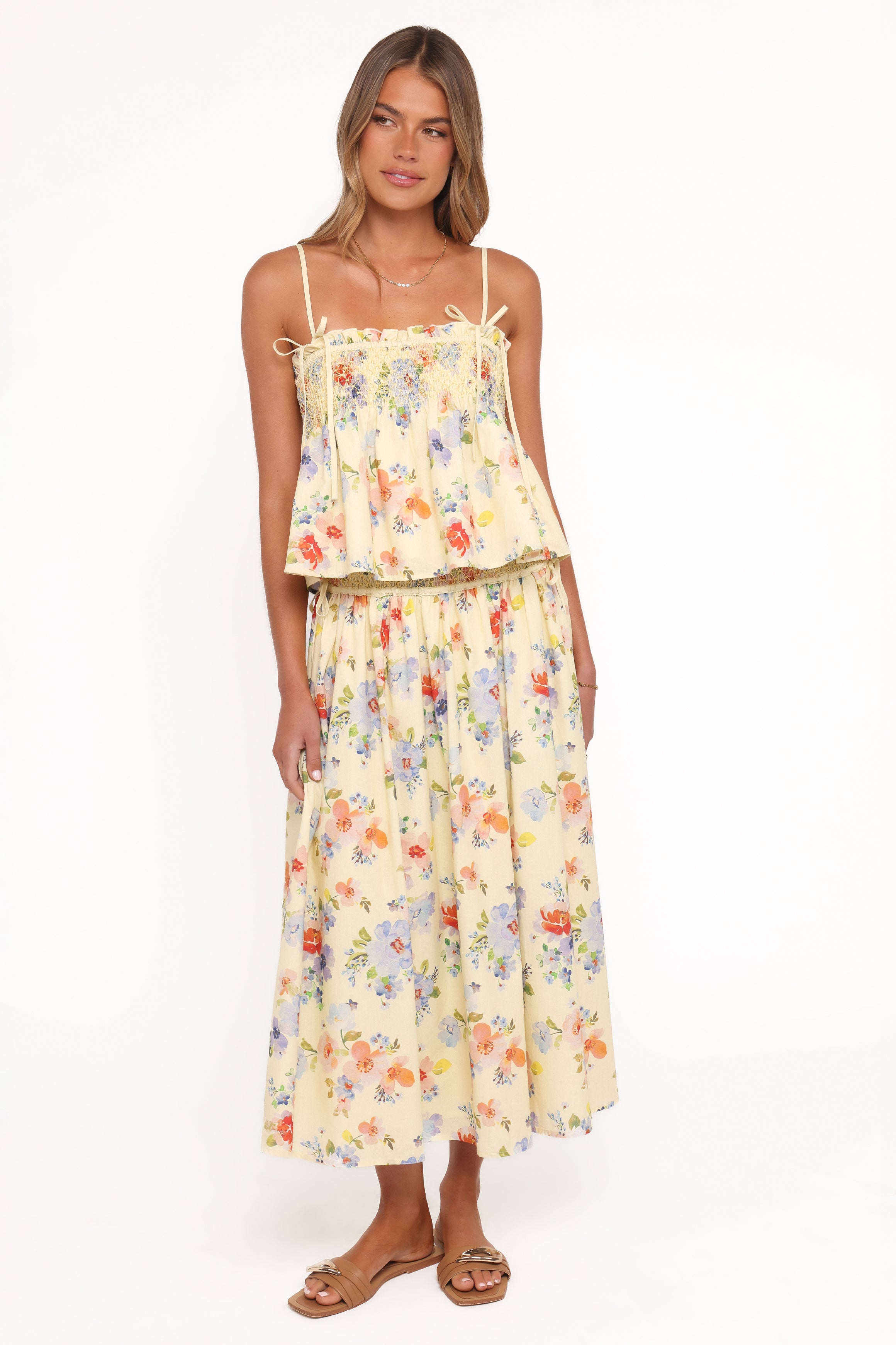 BOTTOMS Saskia Maxi Skirt - Lemon Floral