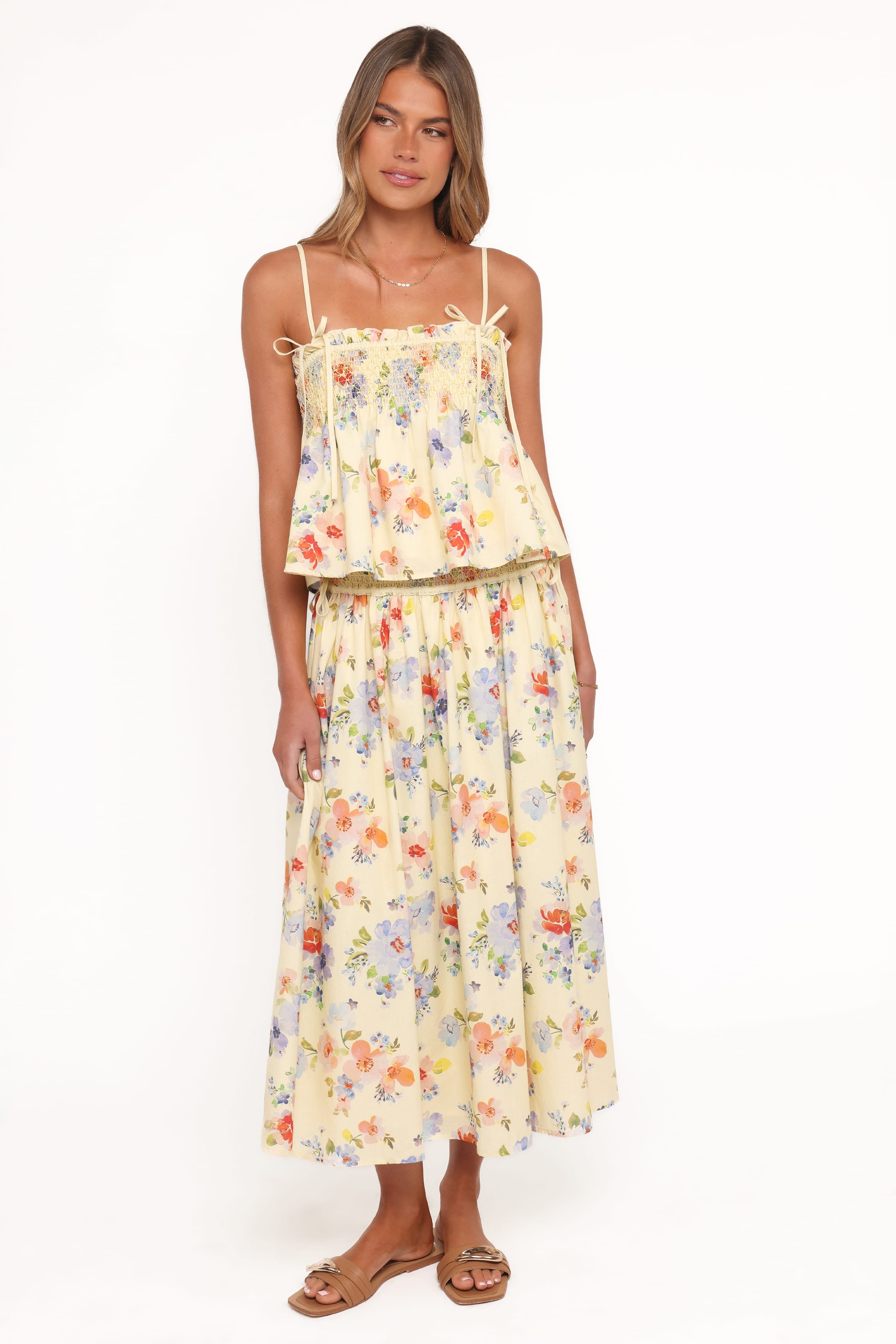 BOTTOMS Saskia Maxi Skirt - Lemon Floral