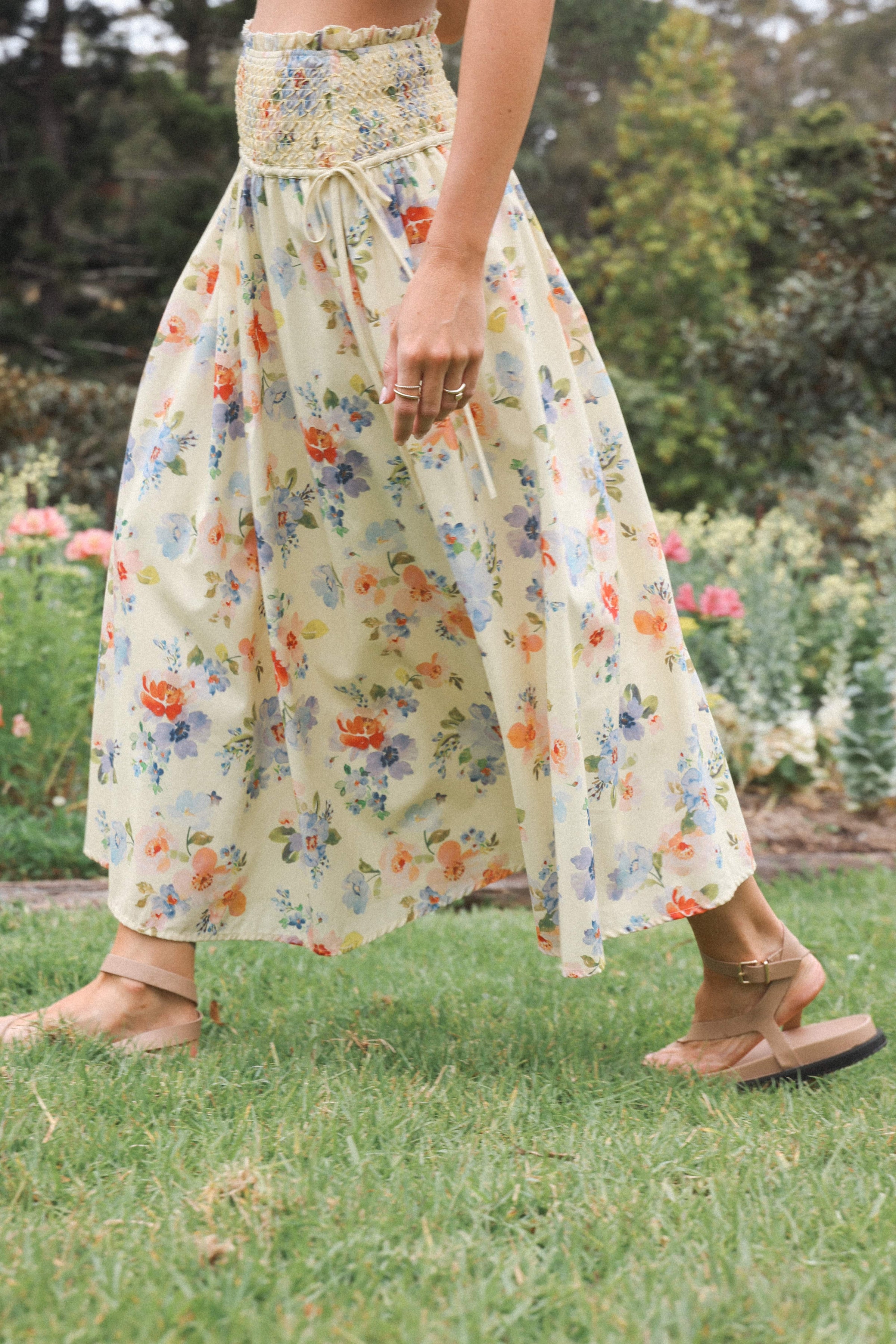 BOTTOMS Saskia Maxi Skirt - Lemon Floral