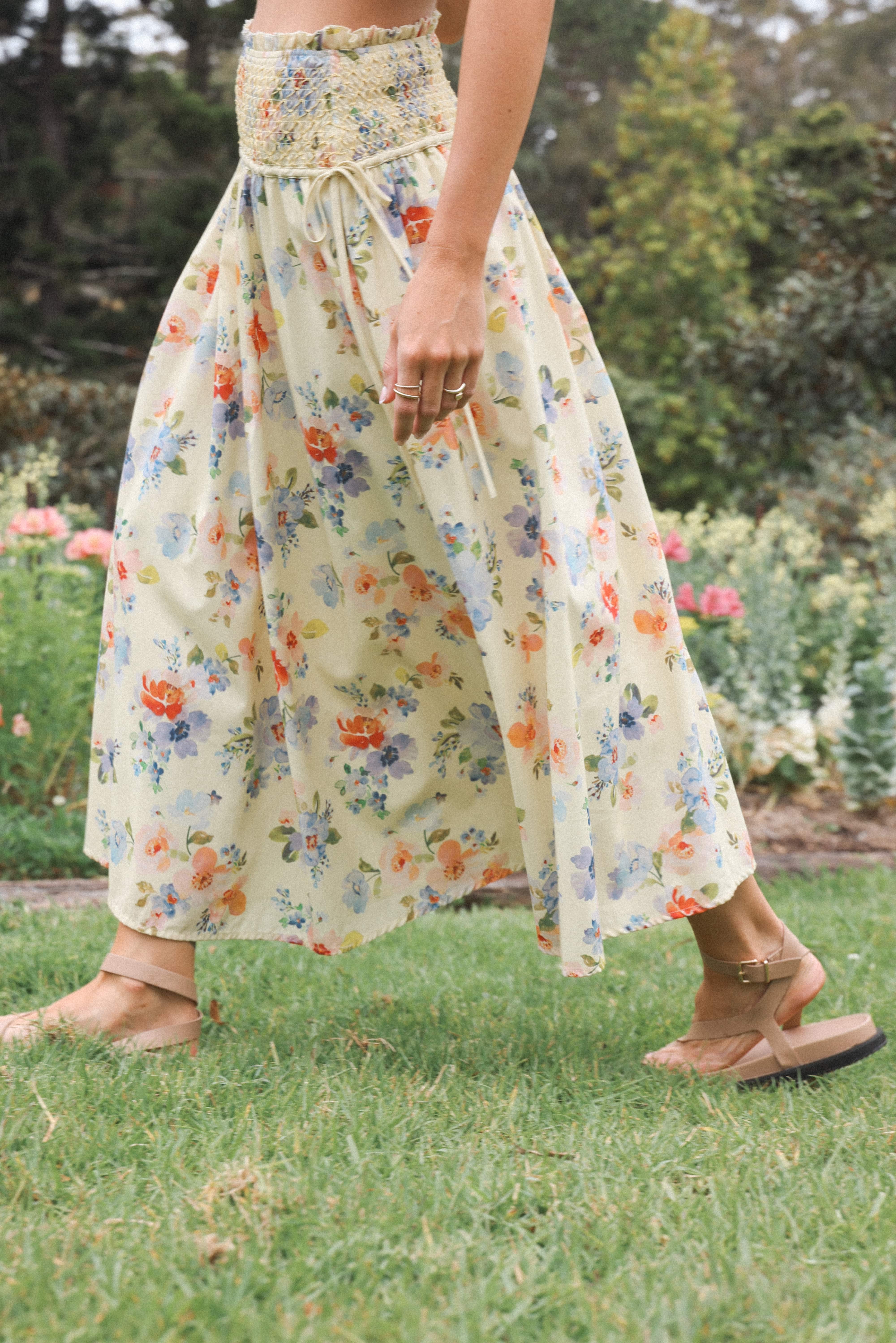 BOTTOMS Saskia Maxi Skirt - Lemon Floral