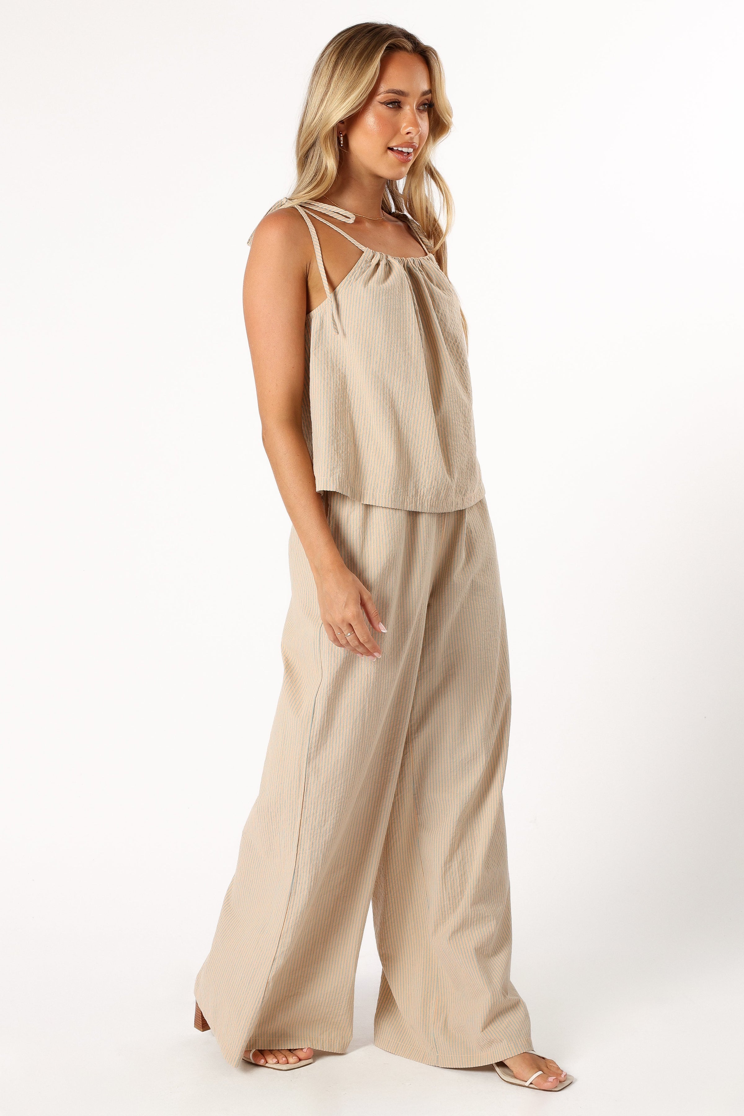 BOTTOMS @Savanna Striped Pants - Apricot