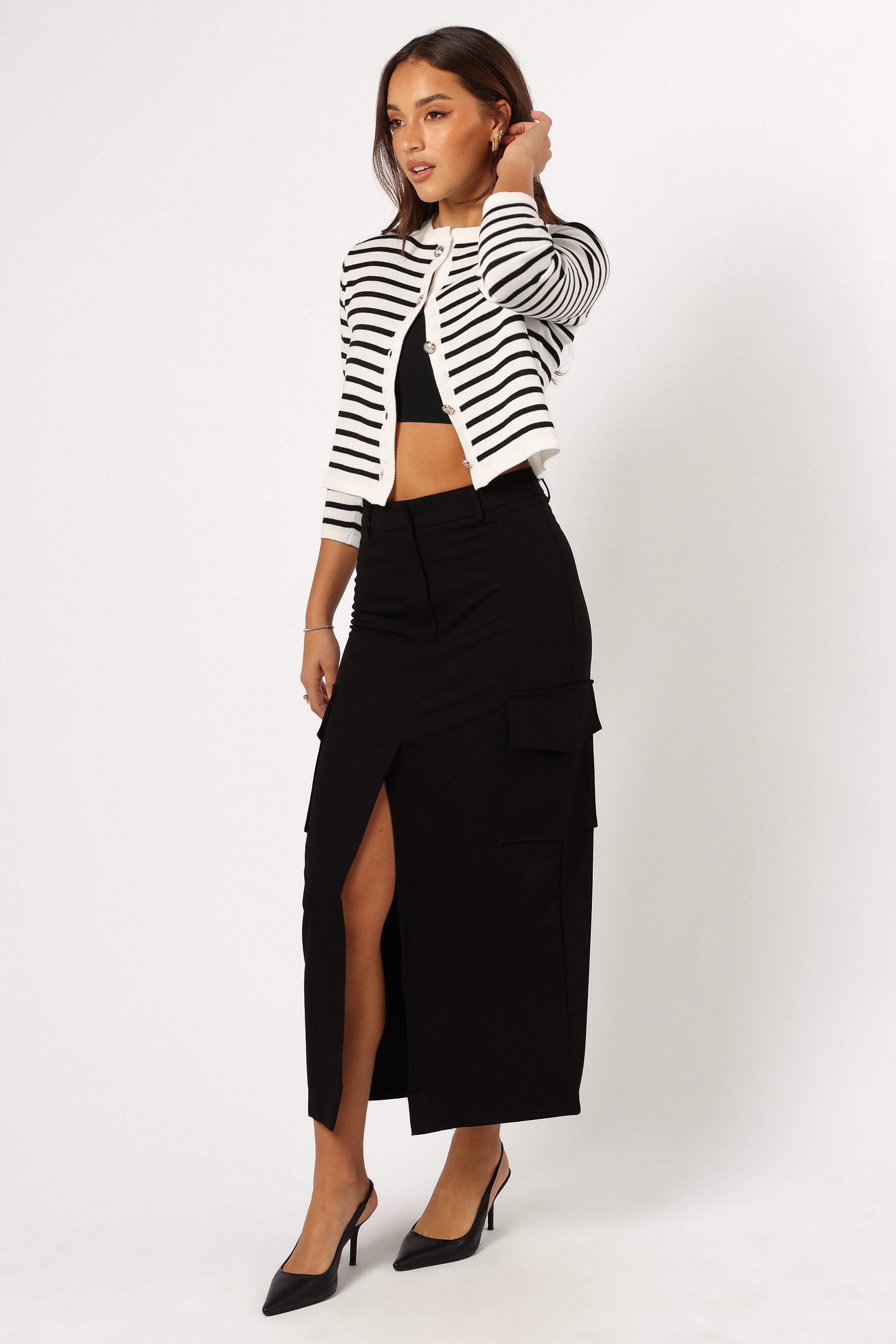 BOTTOMS @Siana Cargo Midi Skirt - Black