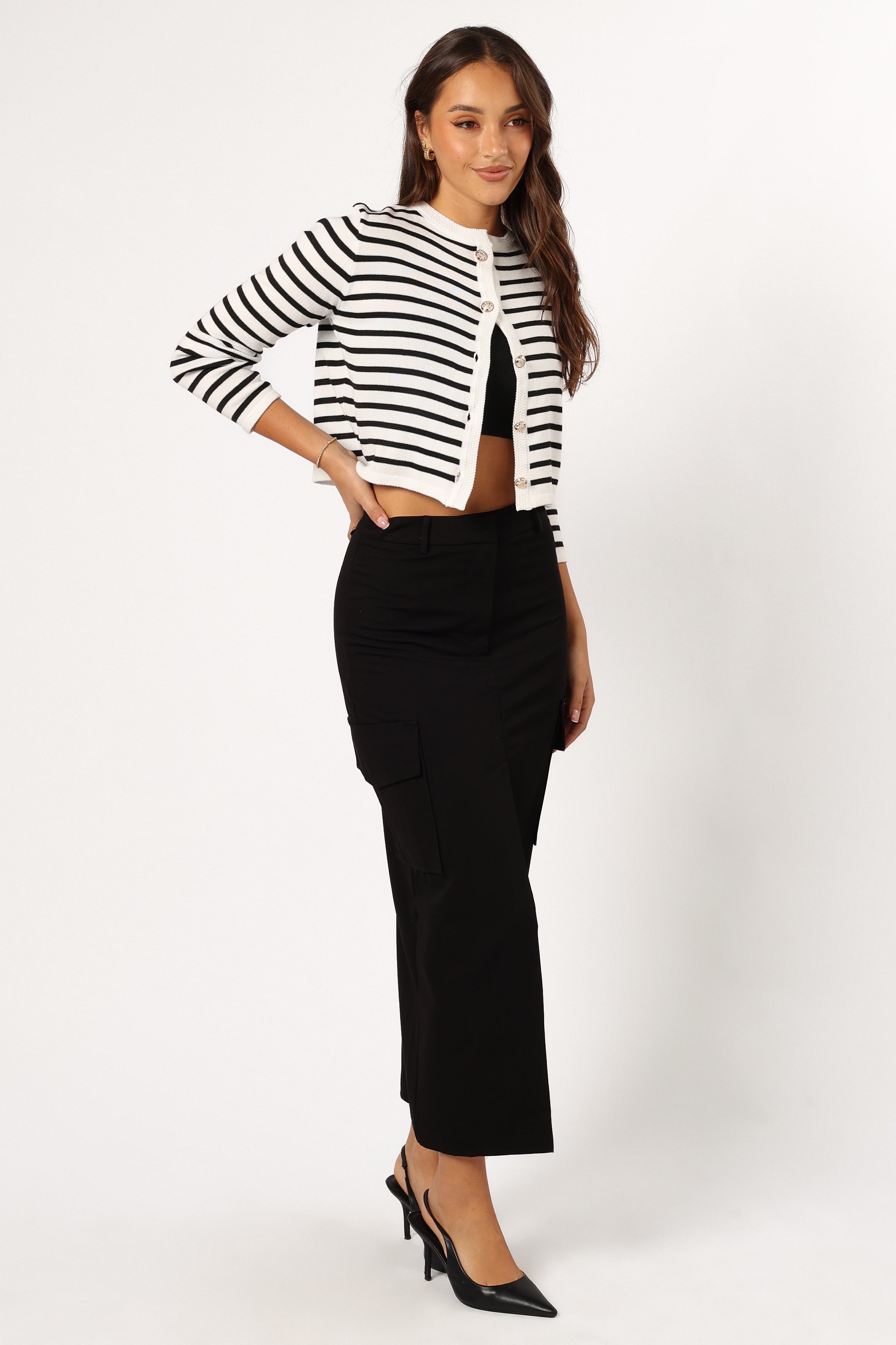 BOTTOMS @Siana Cargo Midi Skirt - Black