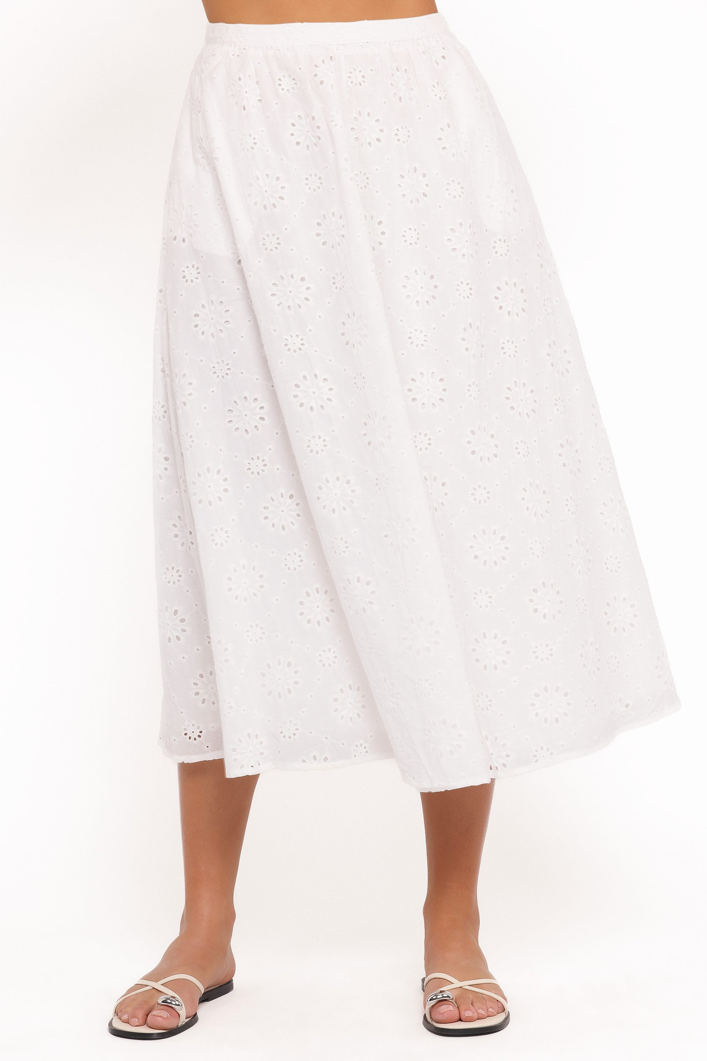 BOTTOMS Sinead Eyelet Maxi Skirt - White