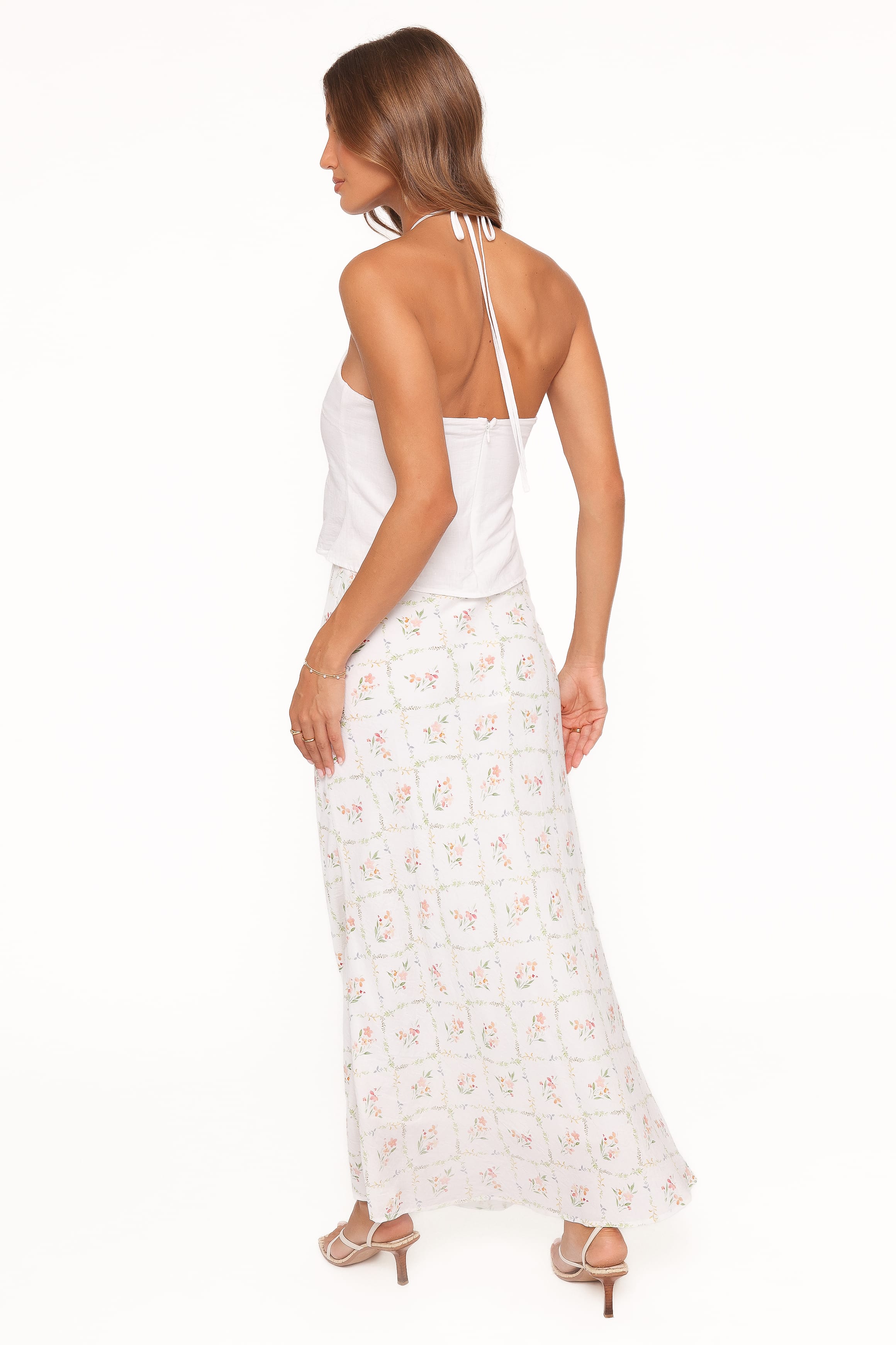 BOTTOMS Steele Bias Maxi Skirt - White Vintage Floral
