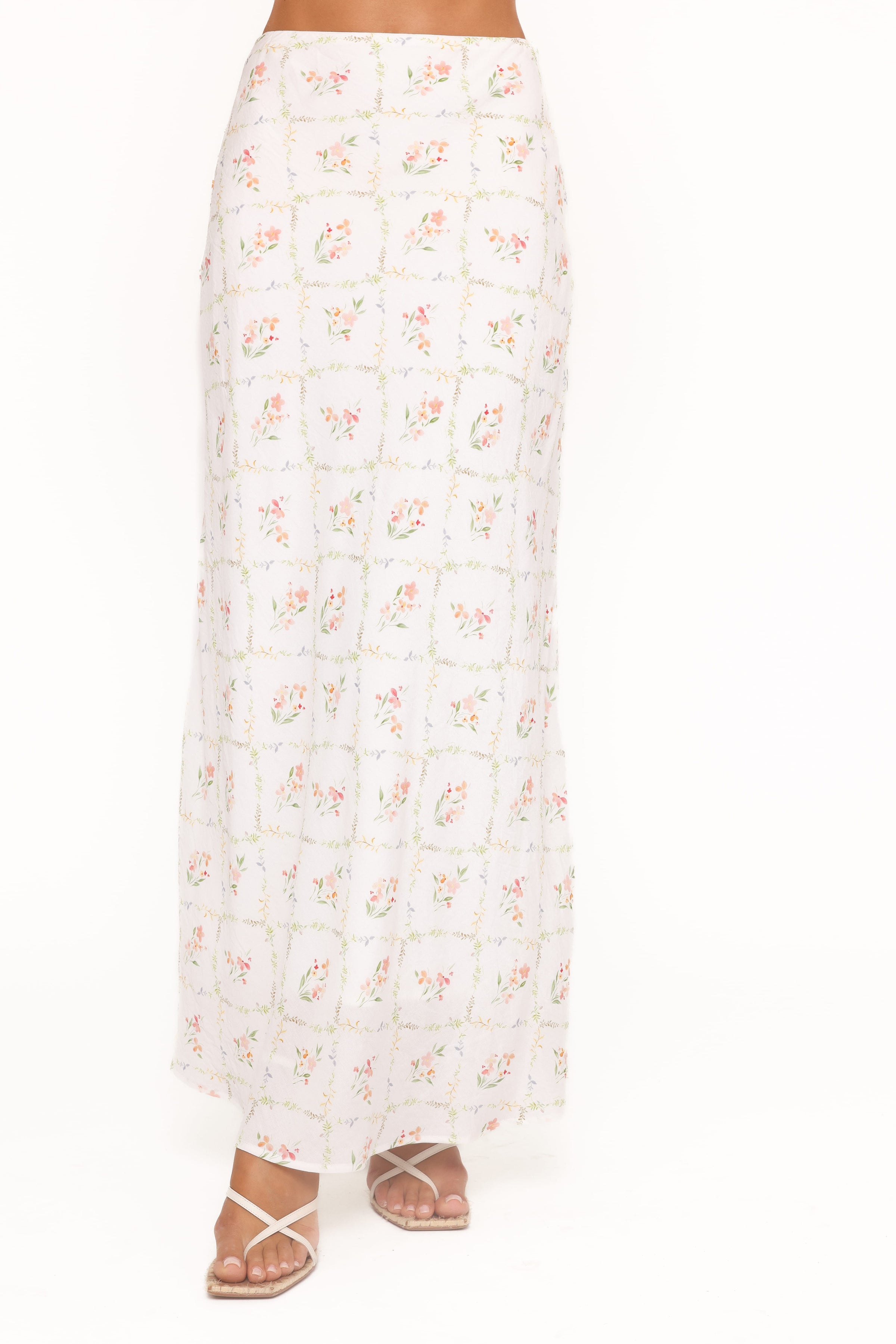 BOTTOMS Steele Bias Maxi Skirt - White Vintage Floral