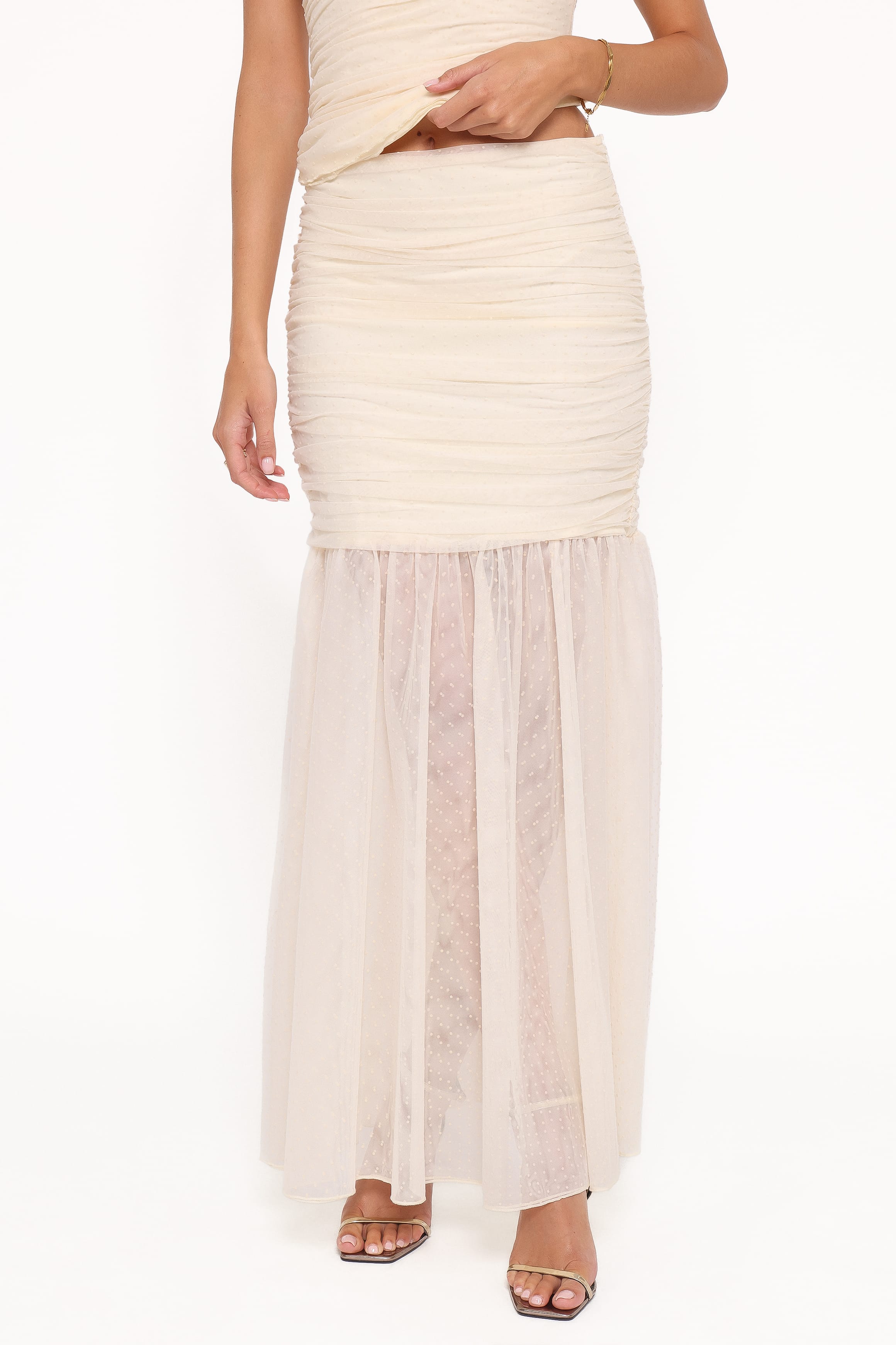 BOTTOMS Susan Mesh Drop Waist Skirt - Yellow
