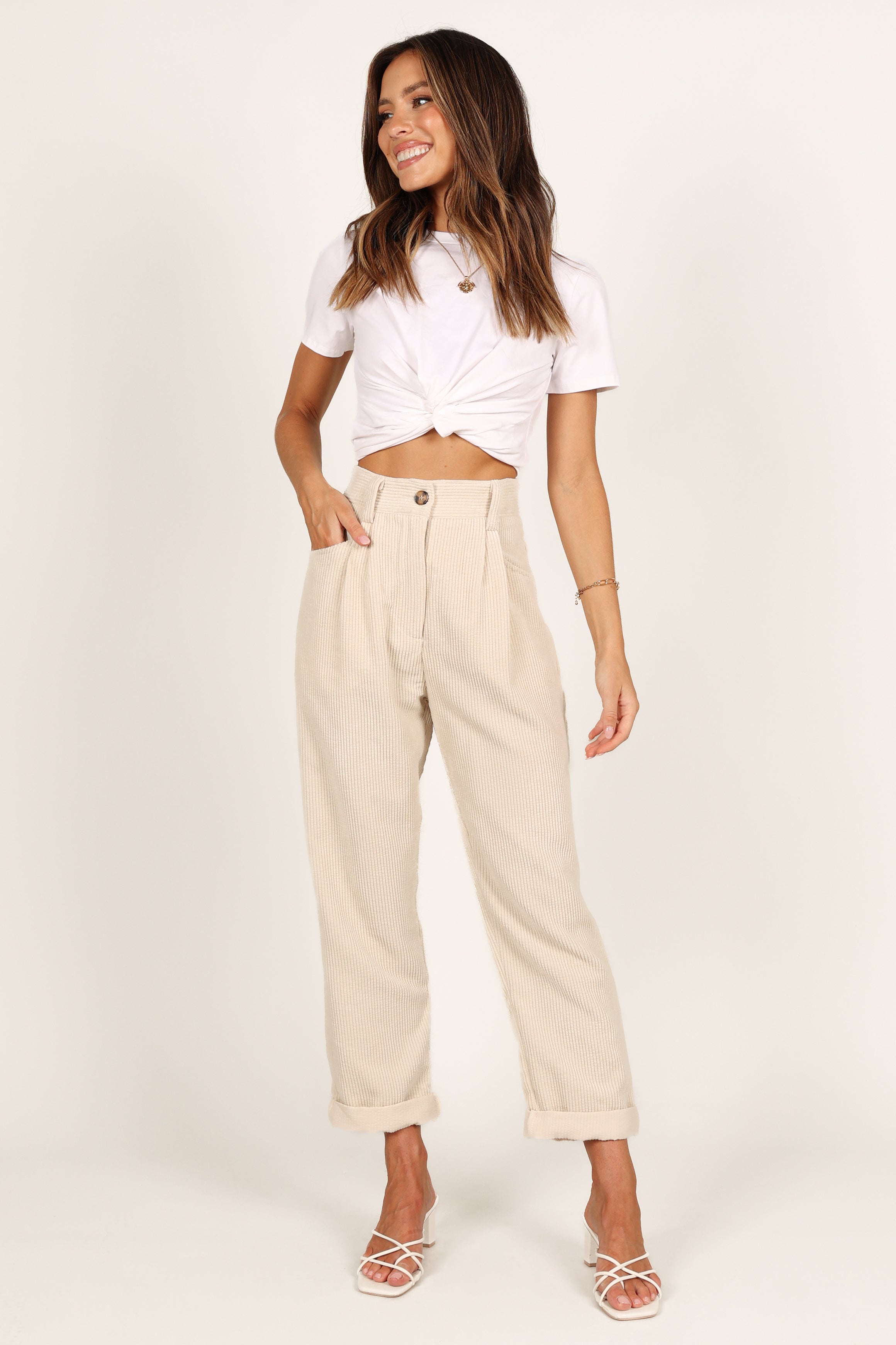 BOTTOMS @Talaren Cord Pant - Cream