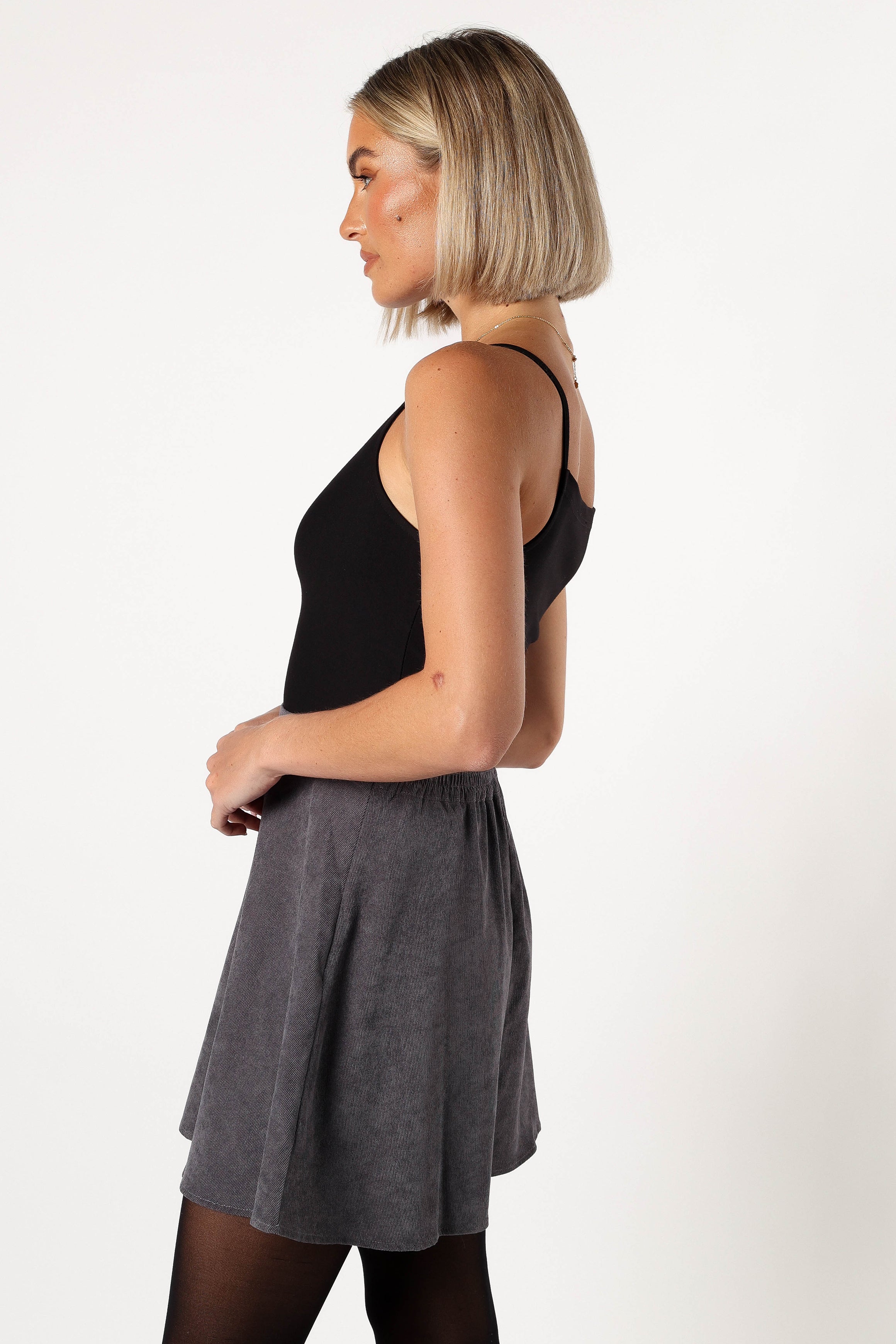 BOTTOMS @Tammy Cord Skirt - Charcoal