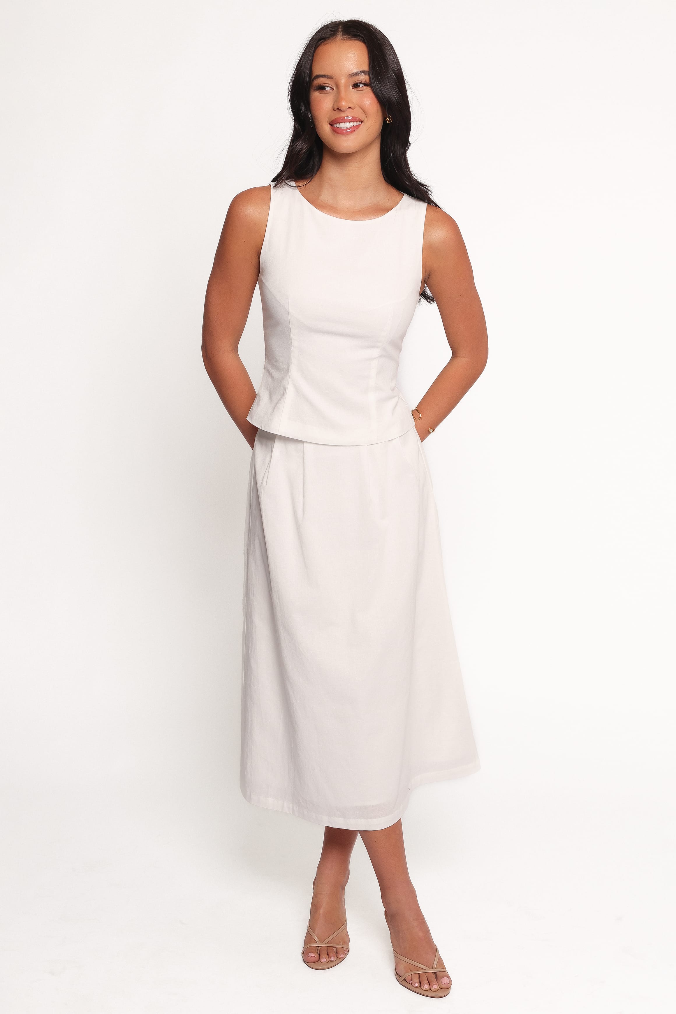 BOTTOMS Thelma Midi Skirt - White