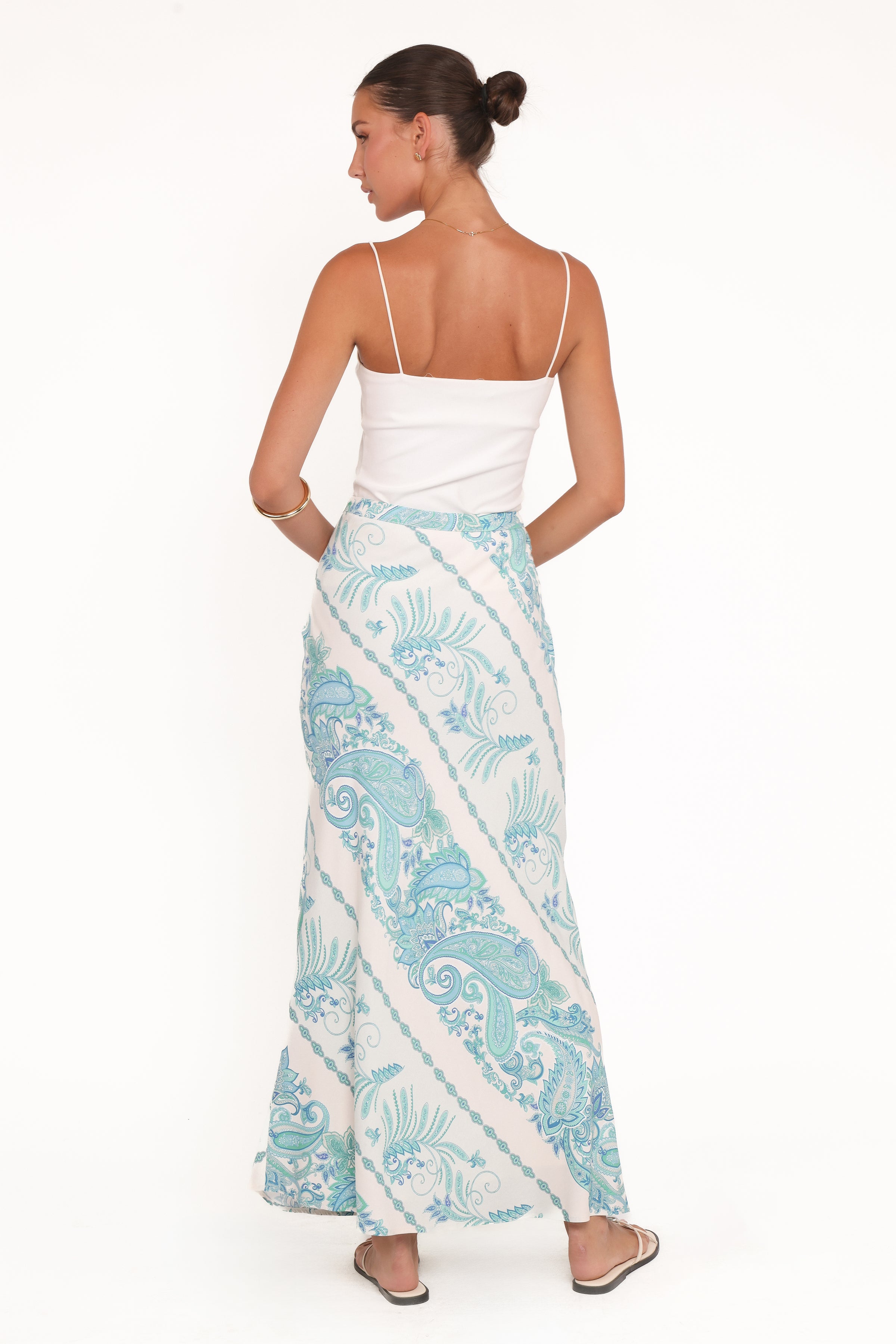 BOTTOMS Trinity Maxi Skirt - Aqua Paisley