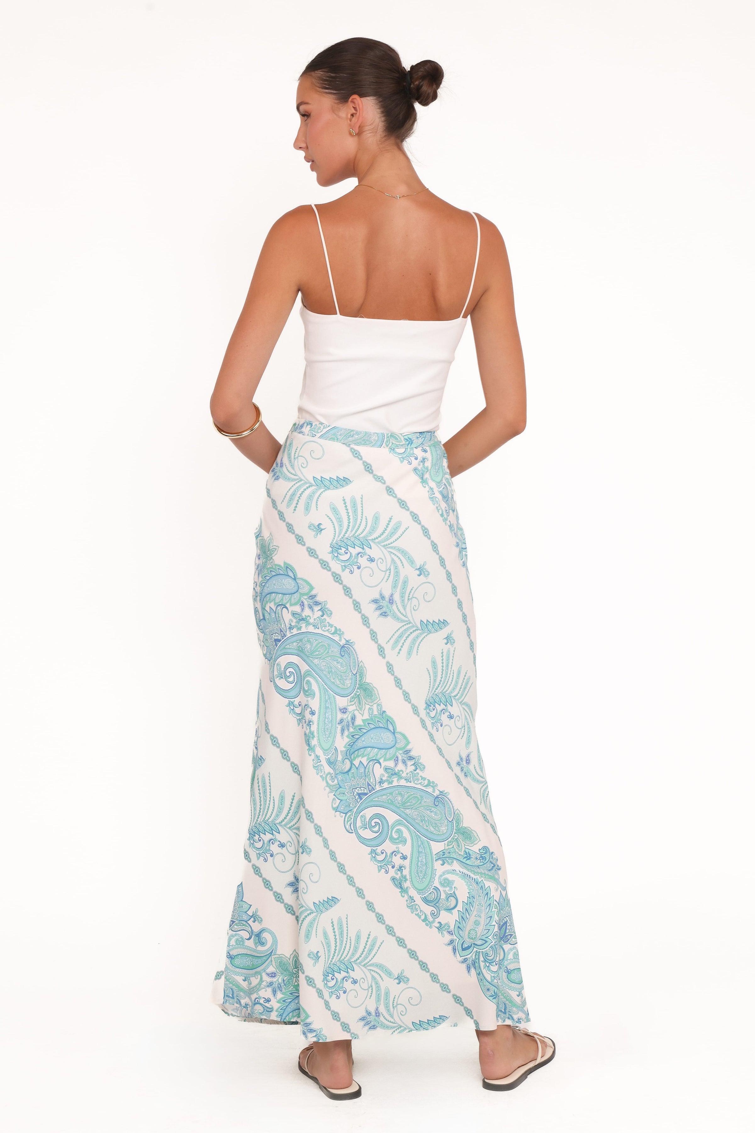 BOTTOMS Trinity Maxi Skirt - Aqua Paisley