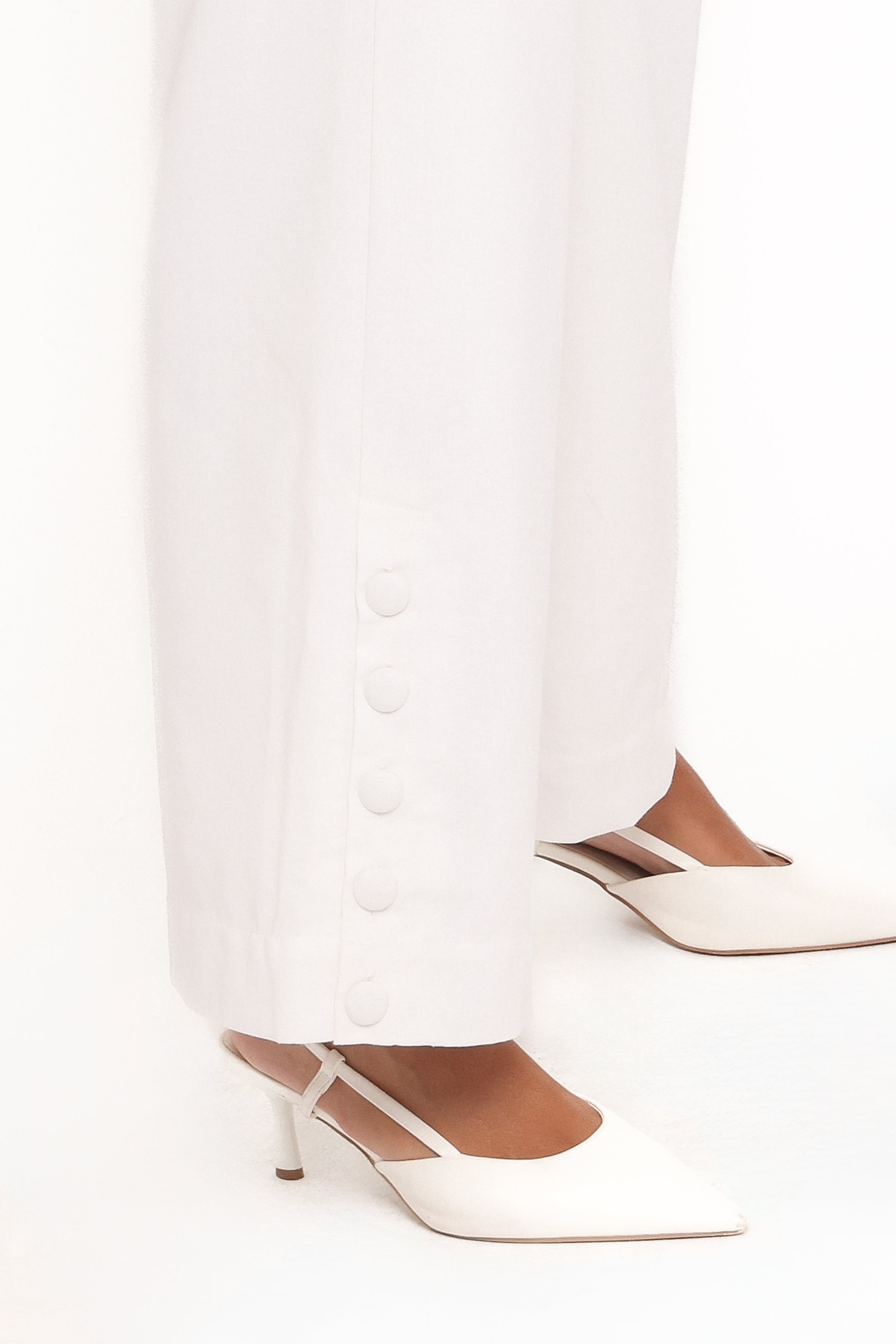 BOTTOMS Tullia Button Detail Pant - White