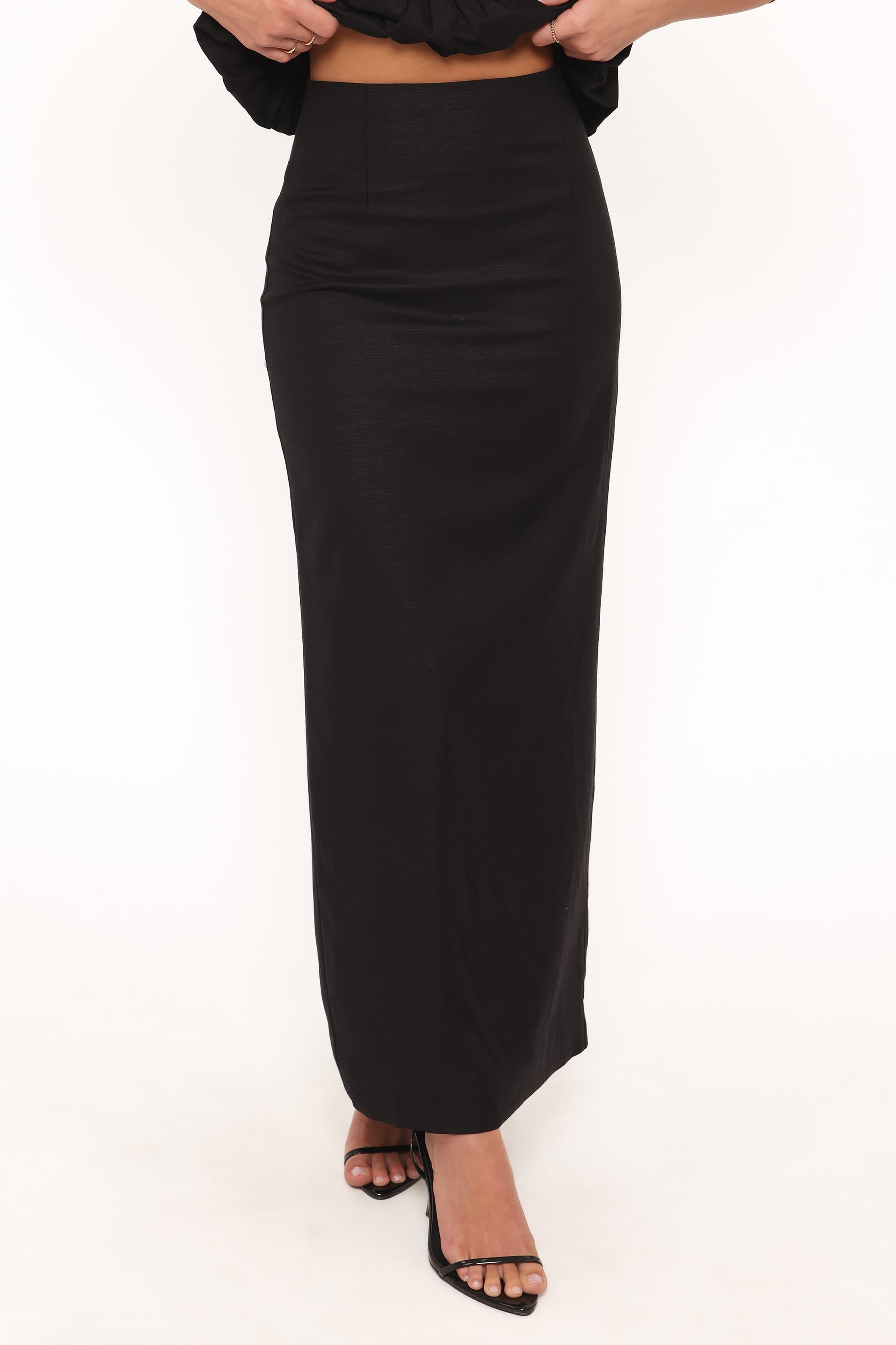 BOTTOMS Ursa Fitted Column Skirt - Black